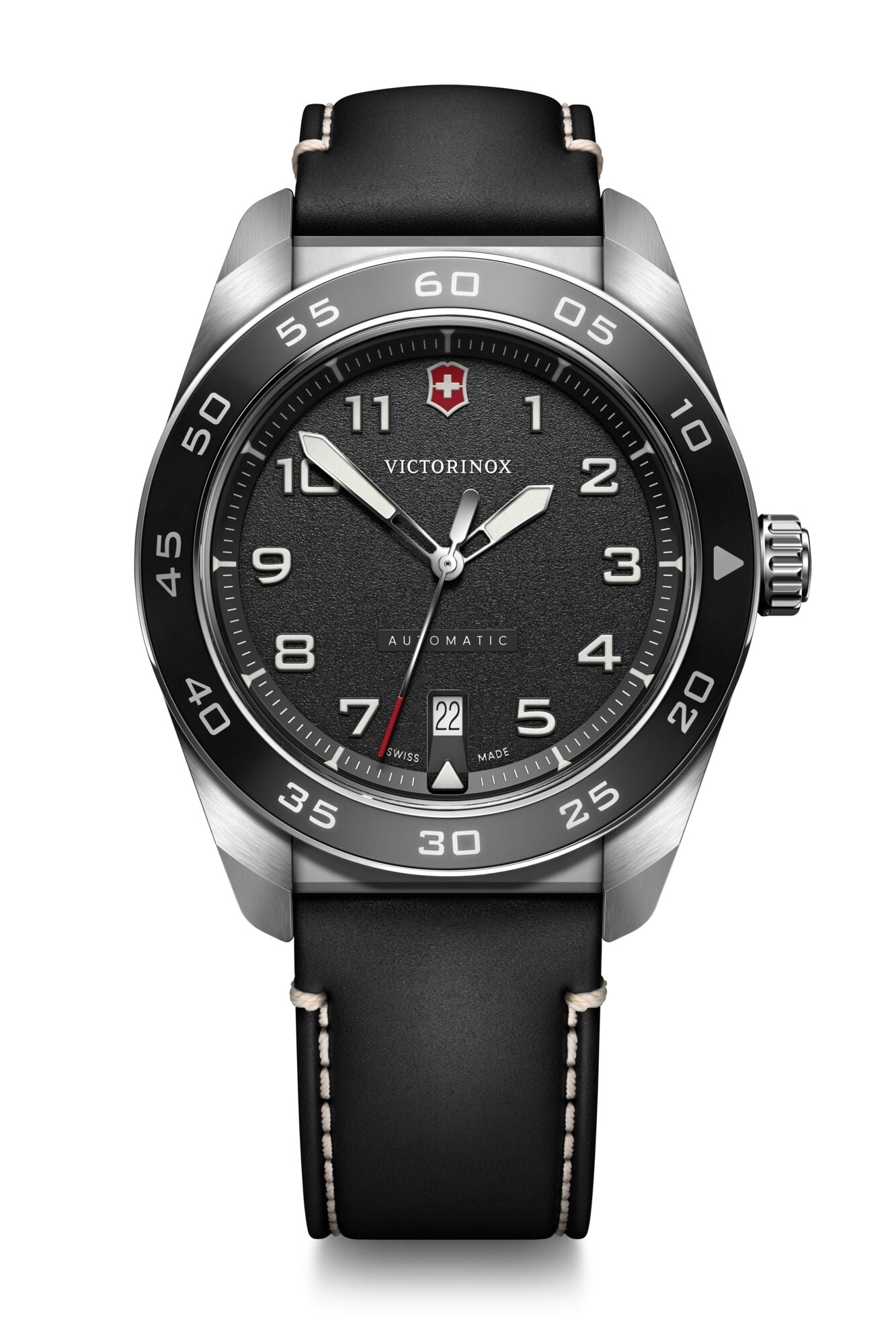 Victorinox Swiss Army Automatic 42mm Black Leather Strap - Black Dial