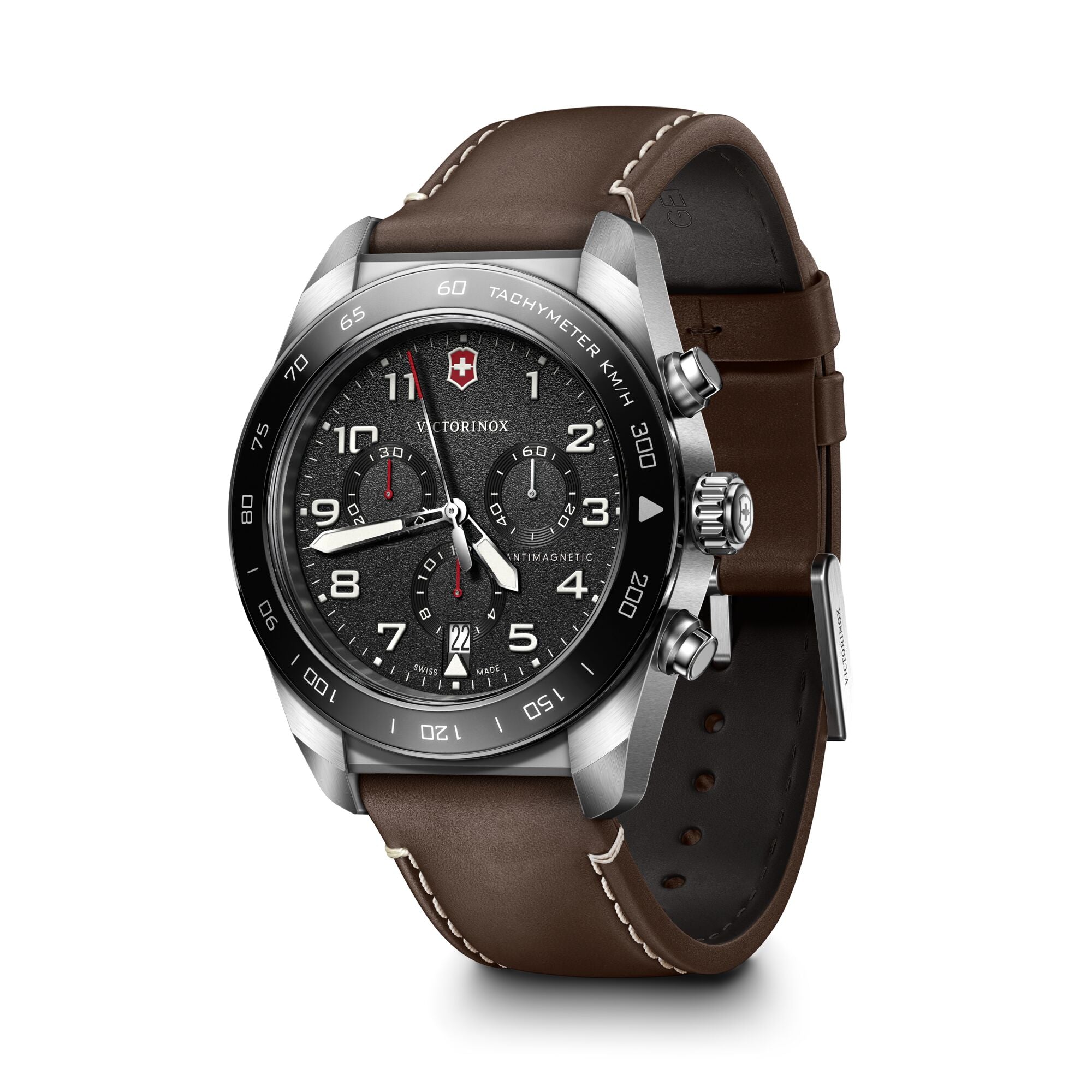 Victorinox Swiss Army Chrono 42mm Brown Leather Strap - Black Dial