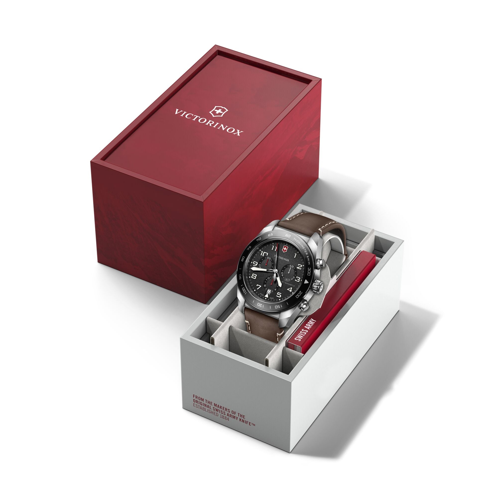 Victorinox Swiss Army Chrono 42mm Brown Leather Strap - Black Dial