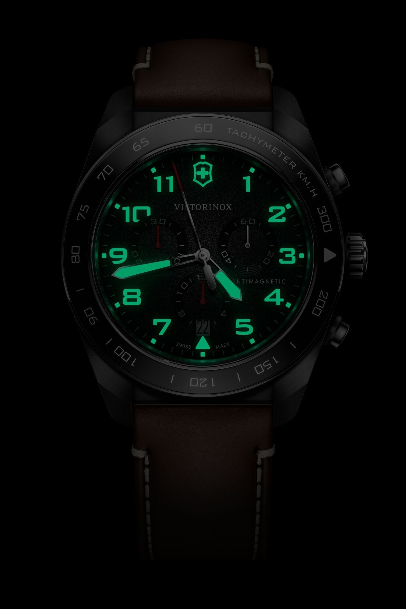 Victorinox Swiss Army Chrono 42mm Brown Leather Strap - Black Dial