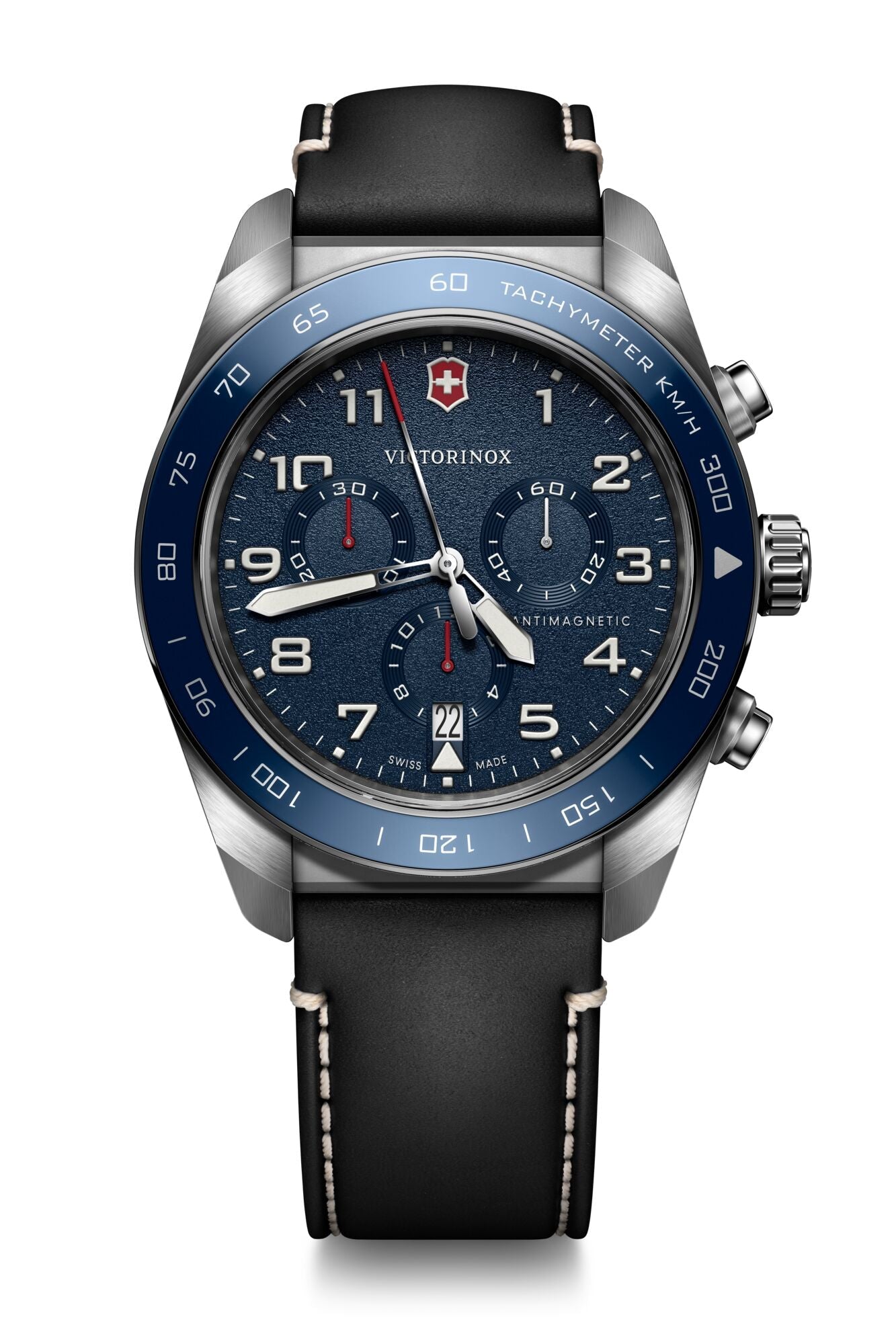 Victorinox Swiss Army Chrono 42mm Black Leather Strap - Blue Dial