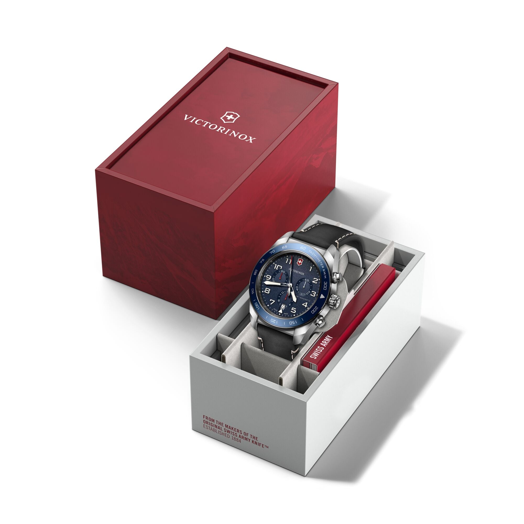 Victorinox Swiss Army Chrono 42mm Black Leather Strap - Blue Dial