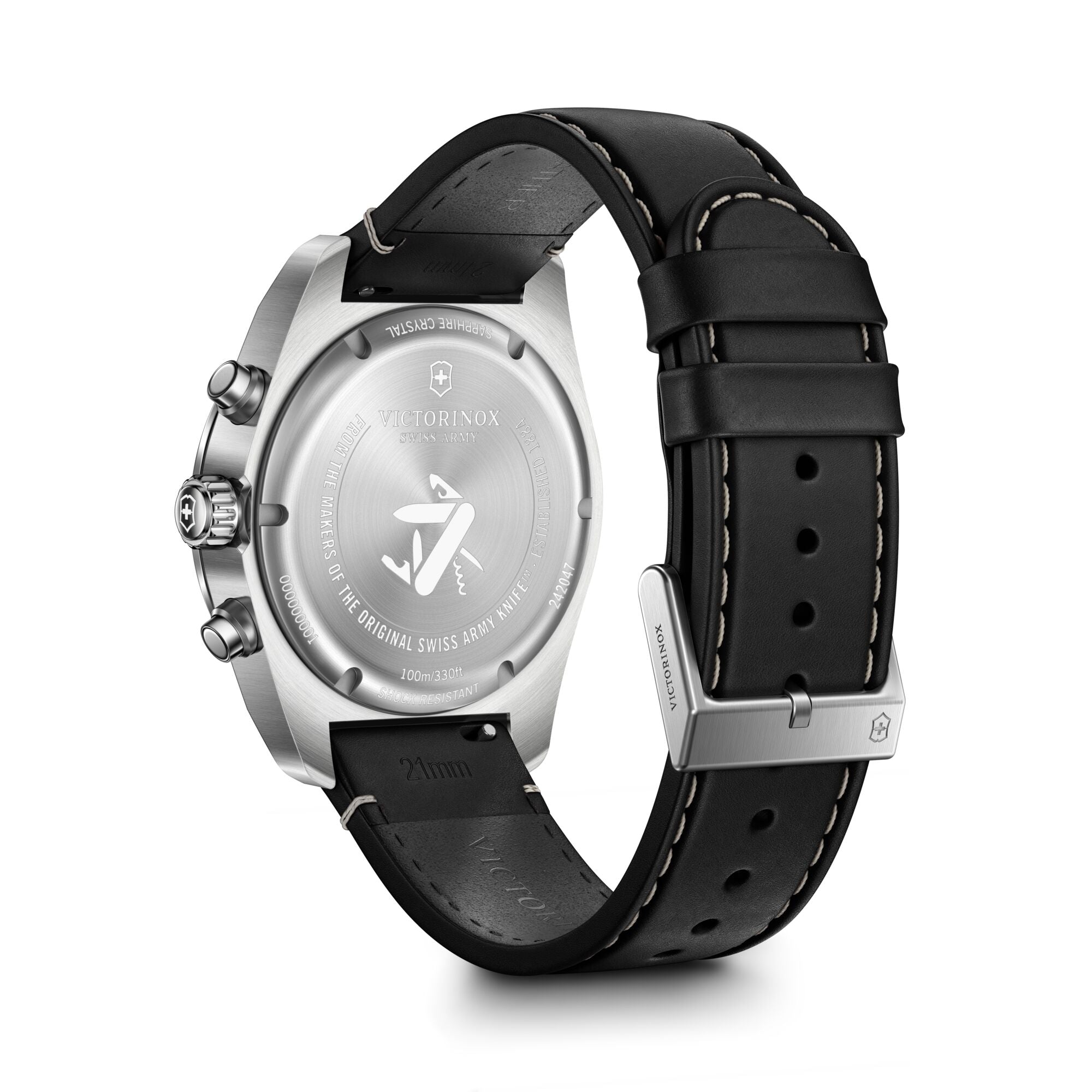 Victorinox Swiss Army Chrono 42mm Black Leather Strap - Blue Dial