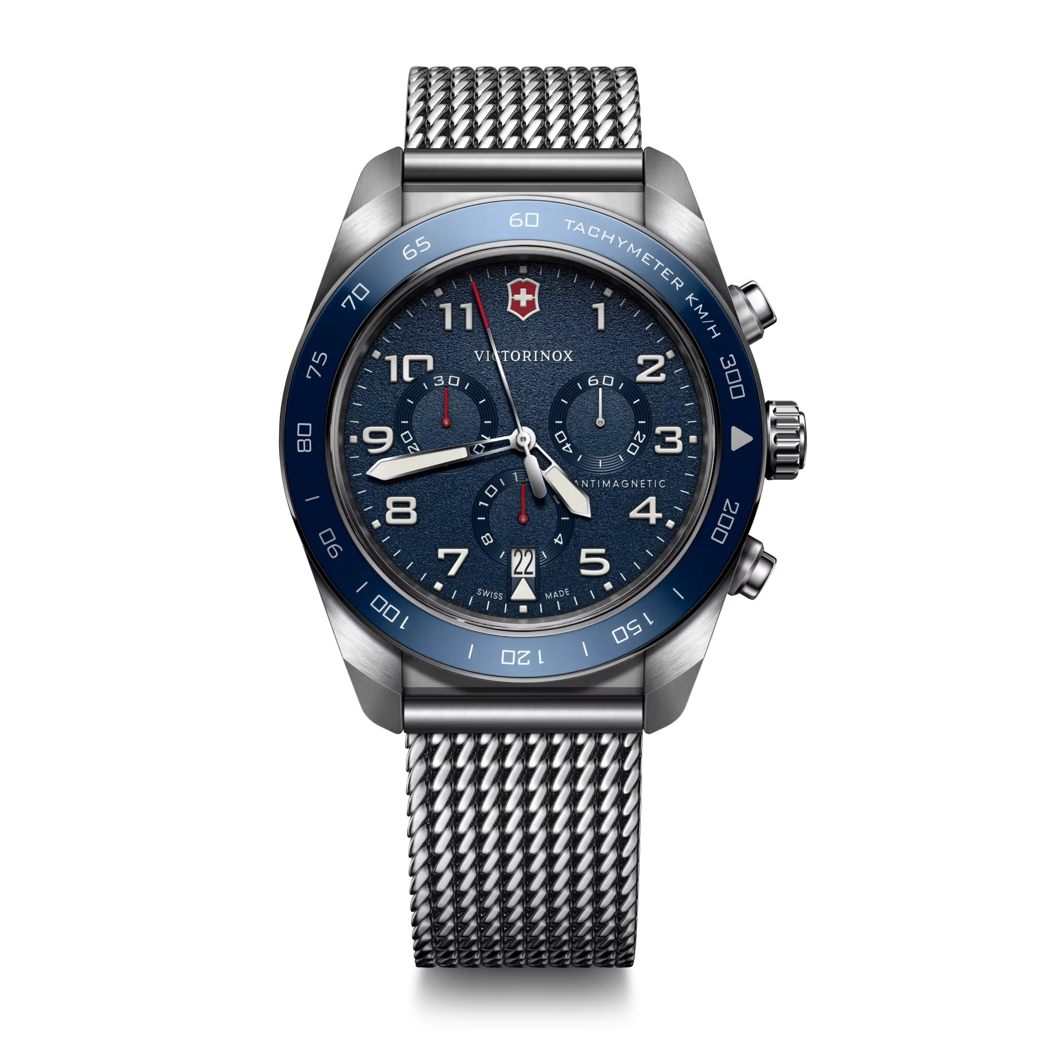 Victorinox Swiss Army Chronograph Blue Dial on Stainless Steel Bracelet