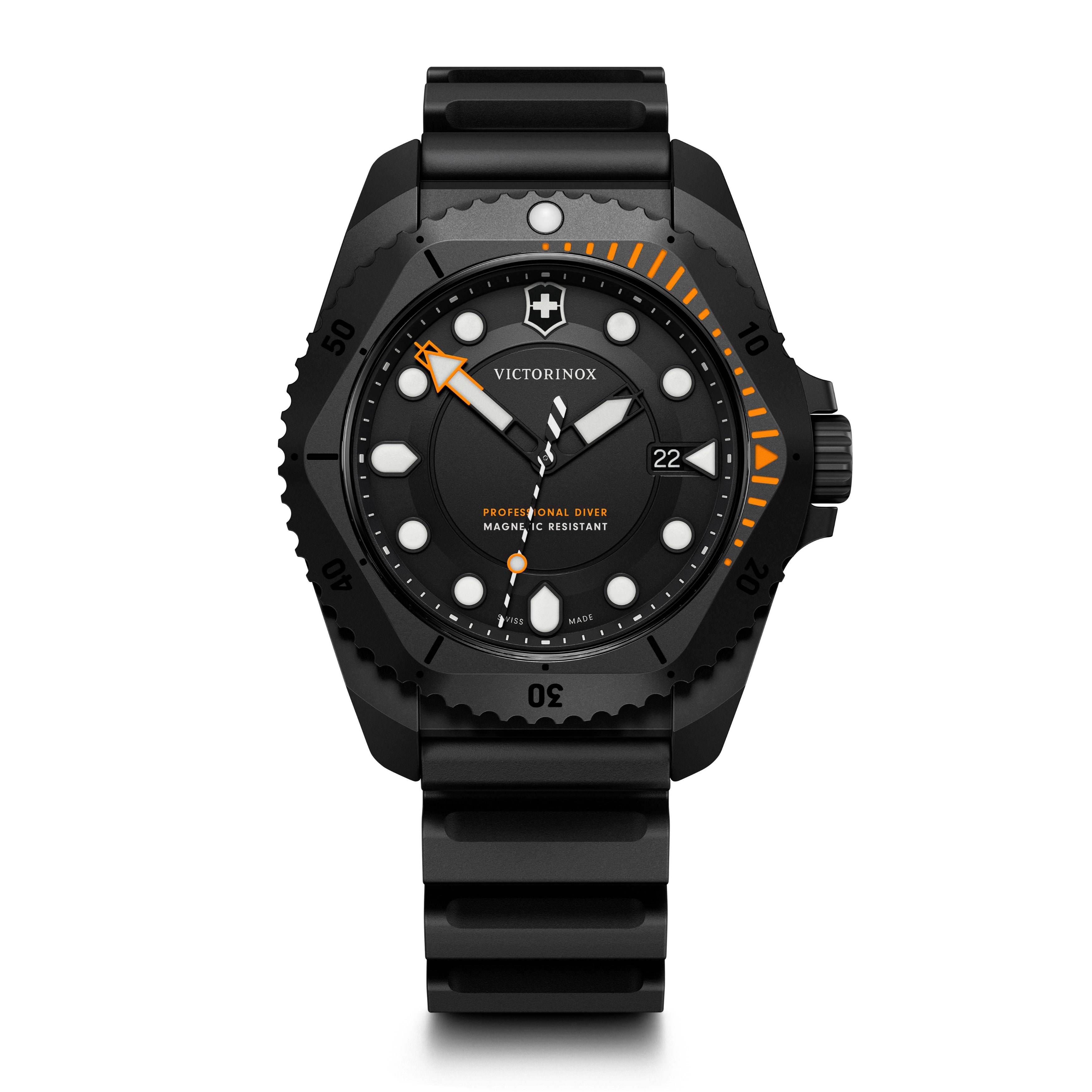 Victorinox Dive Pro Quartz Black Dial on Orange Paracord Strap