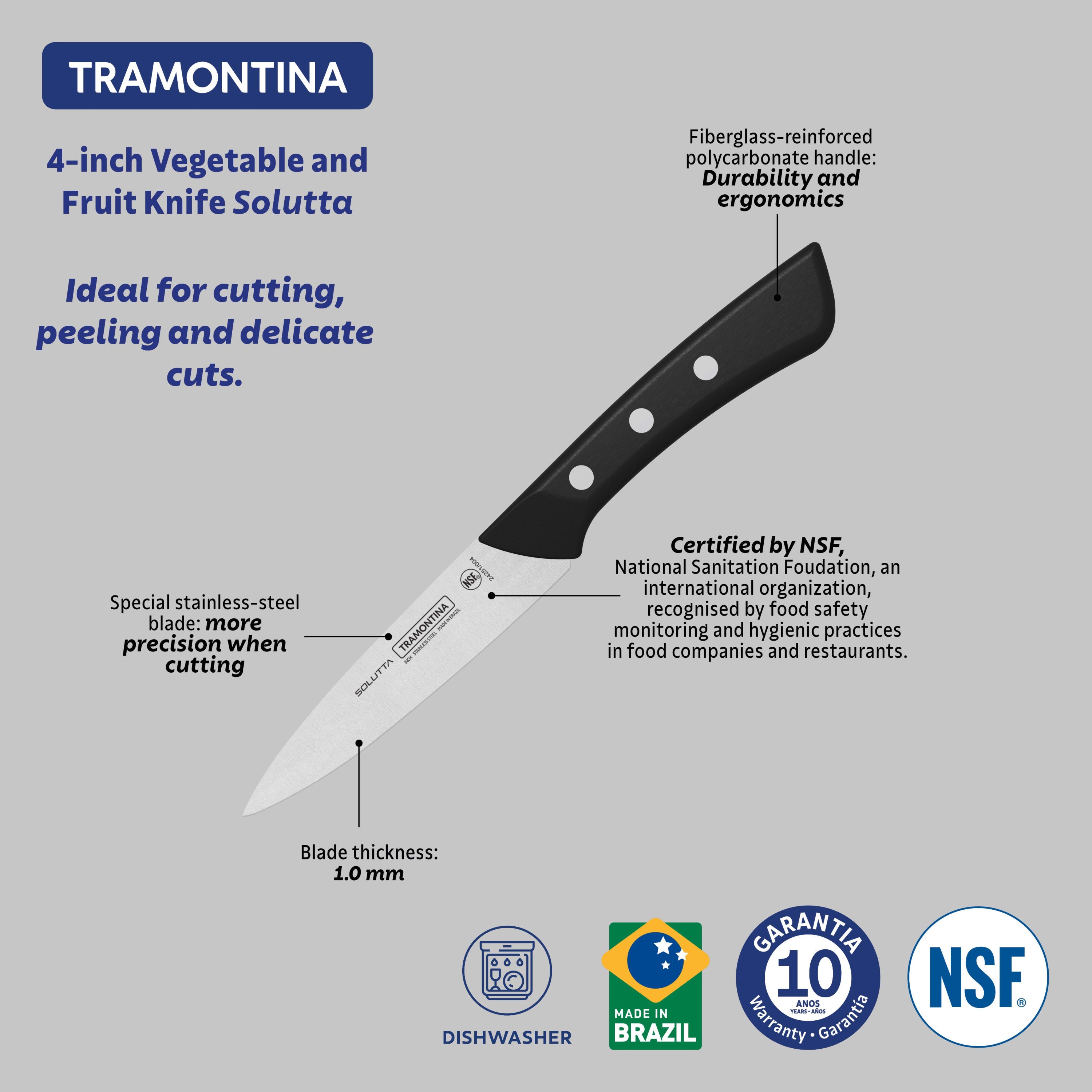 Tramontina Solutta Utility Knife - 10cm
