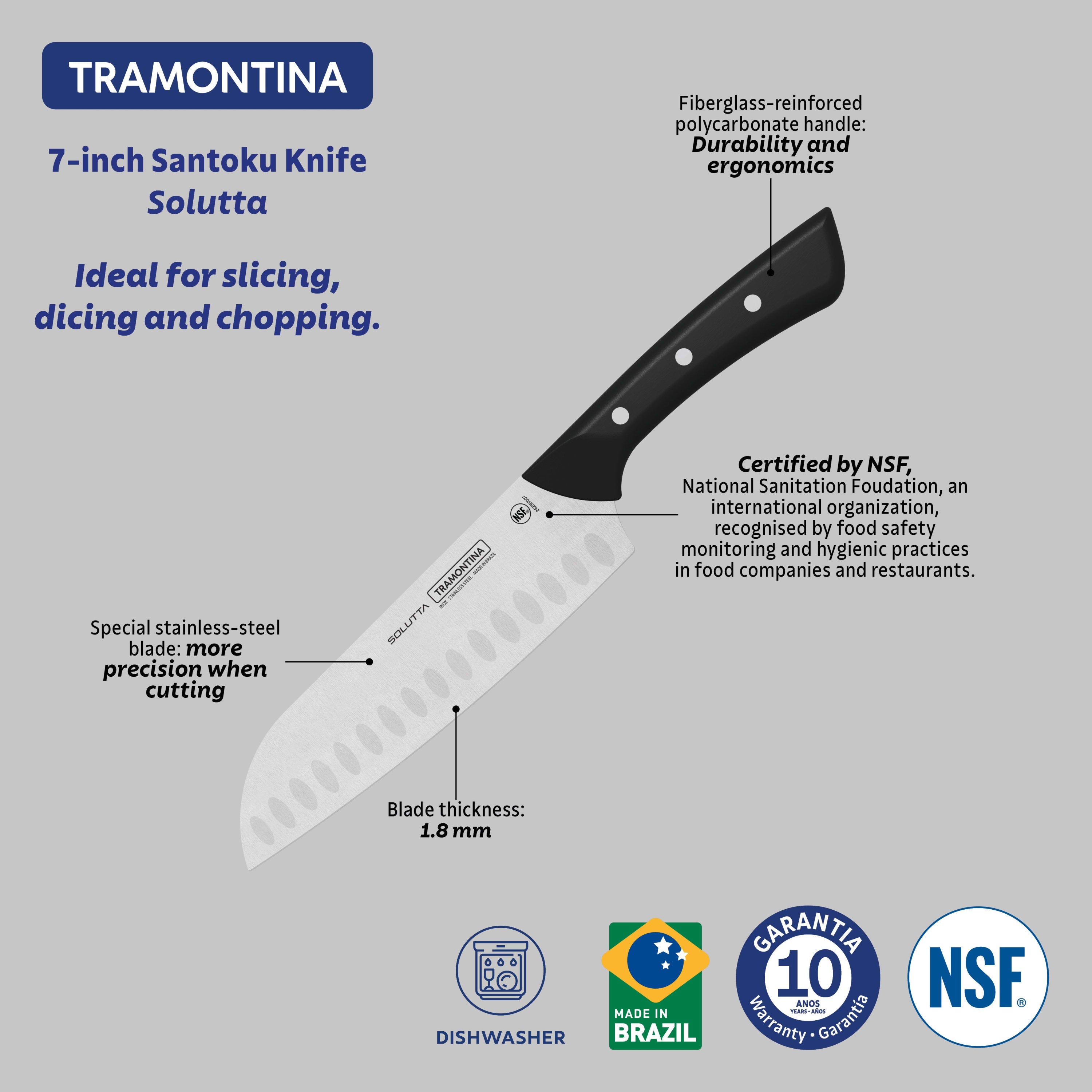 Tramontina Solutta Santoku Knife - 18cm