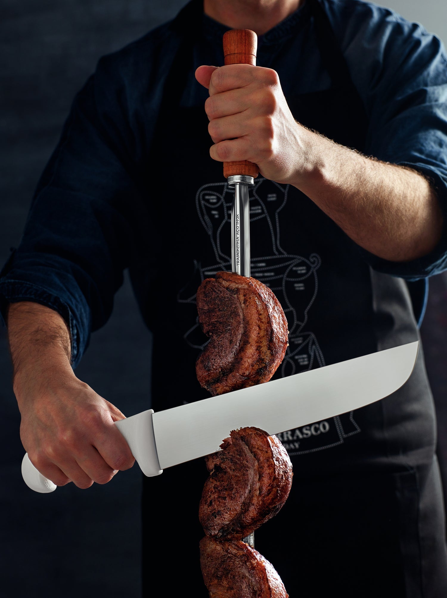 Tramontina Professional Carving Knife With Stainless Steel Blade & White Polypropylene Handle 25.4cm