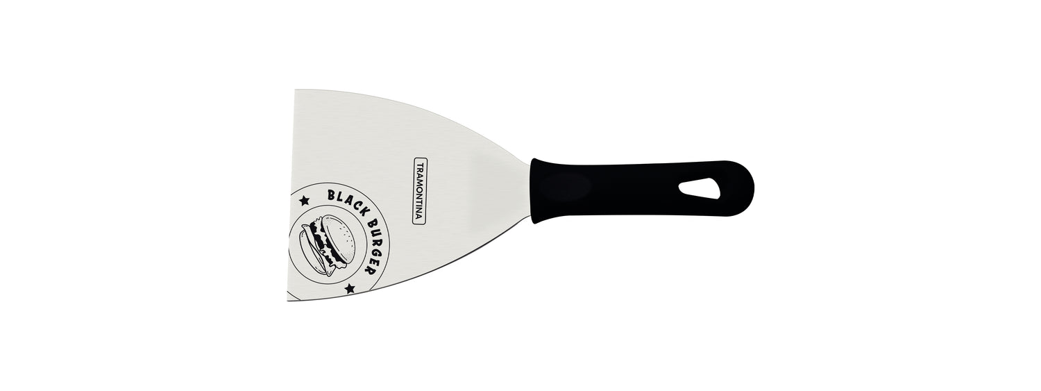 Tramontina Churrasco Black Burger Spatula With Stainless-Steel Blade & Black Polypropylene Handle - 10cm