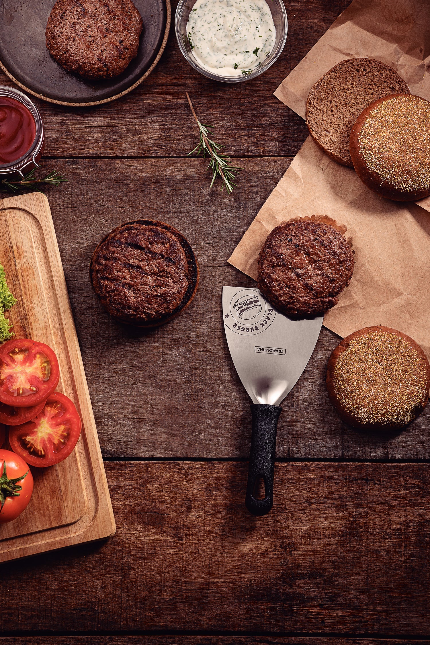 Tramontina Churrasco Black Burger Spatula With Stainless-Steel Blade & Black Polypropylene Handle - 10cm