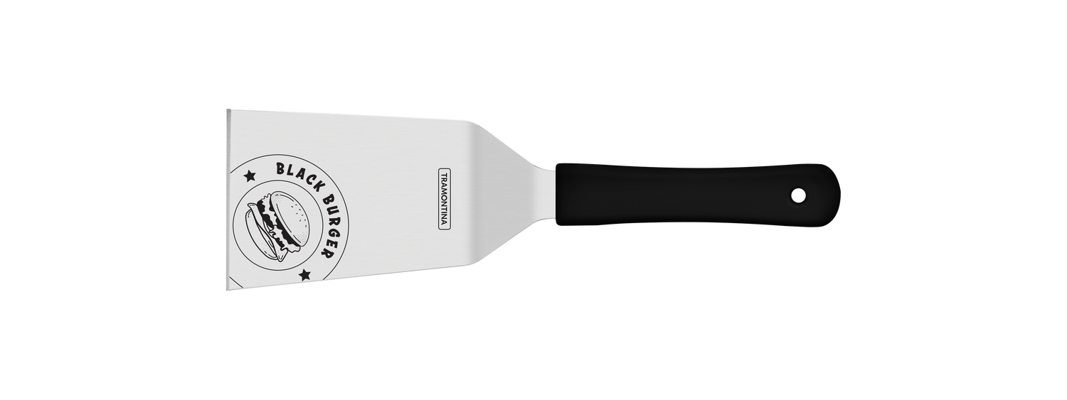 Tramontina Churrasco Black Burger Spatula With Stainless-Steel Blade & Black Polypropylene Handle - 15cm
