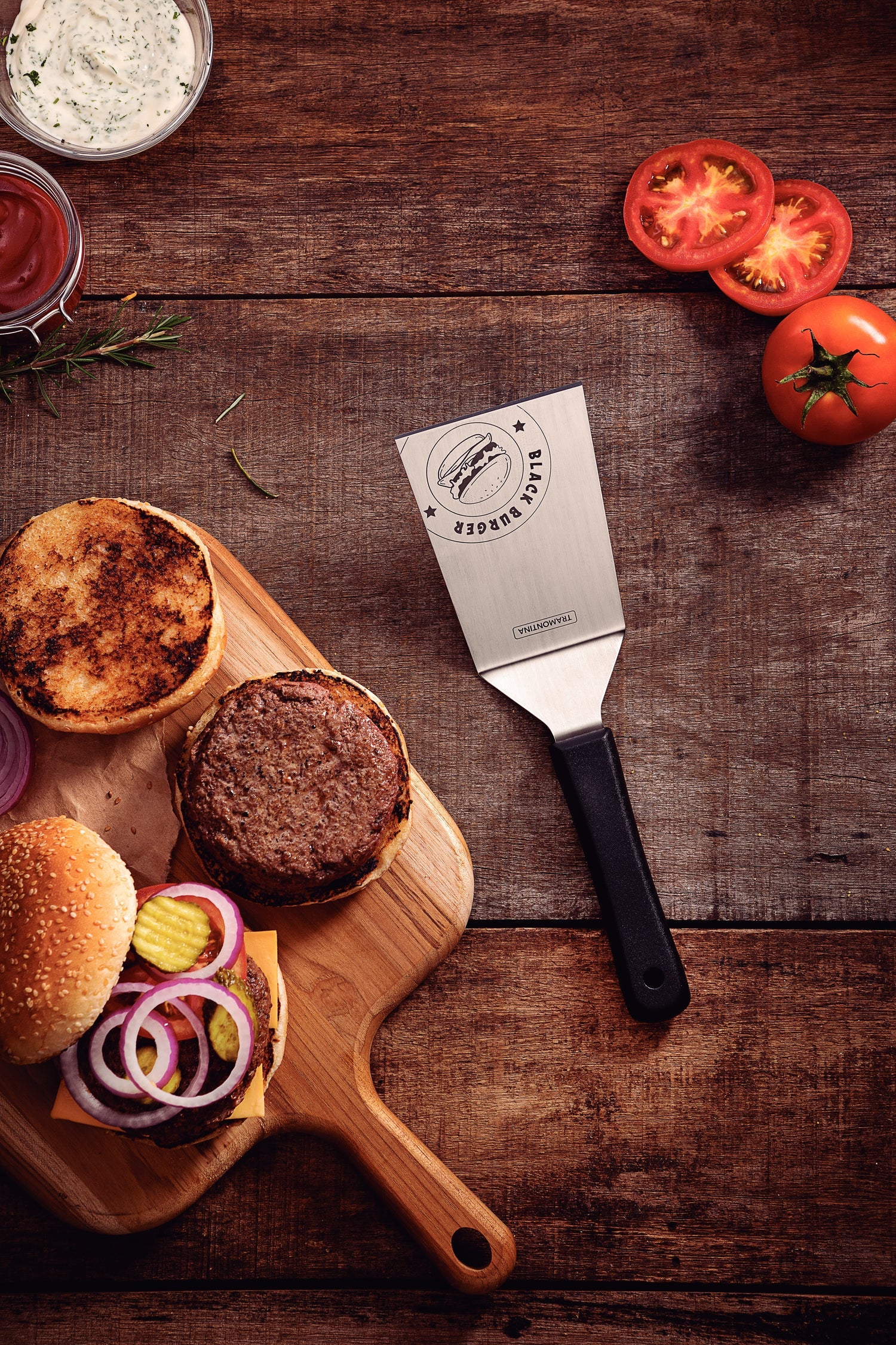 Tramontina Churrasco Black Burger Spatula With Stainless-Steel Blade & Black Polypropylene Handle - 15cm