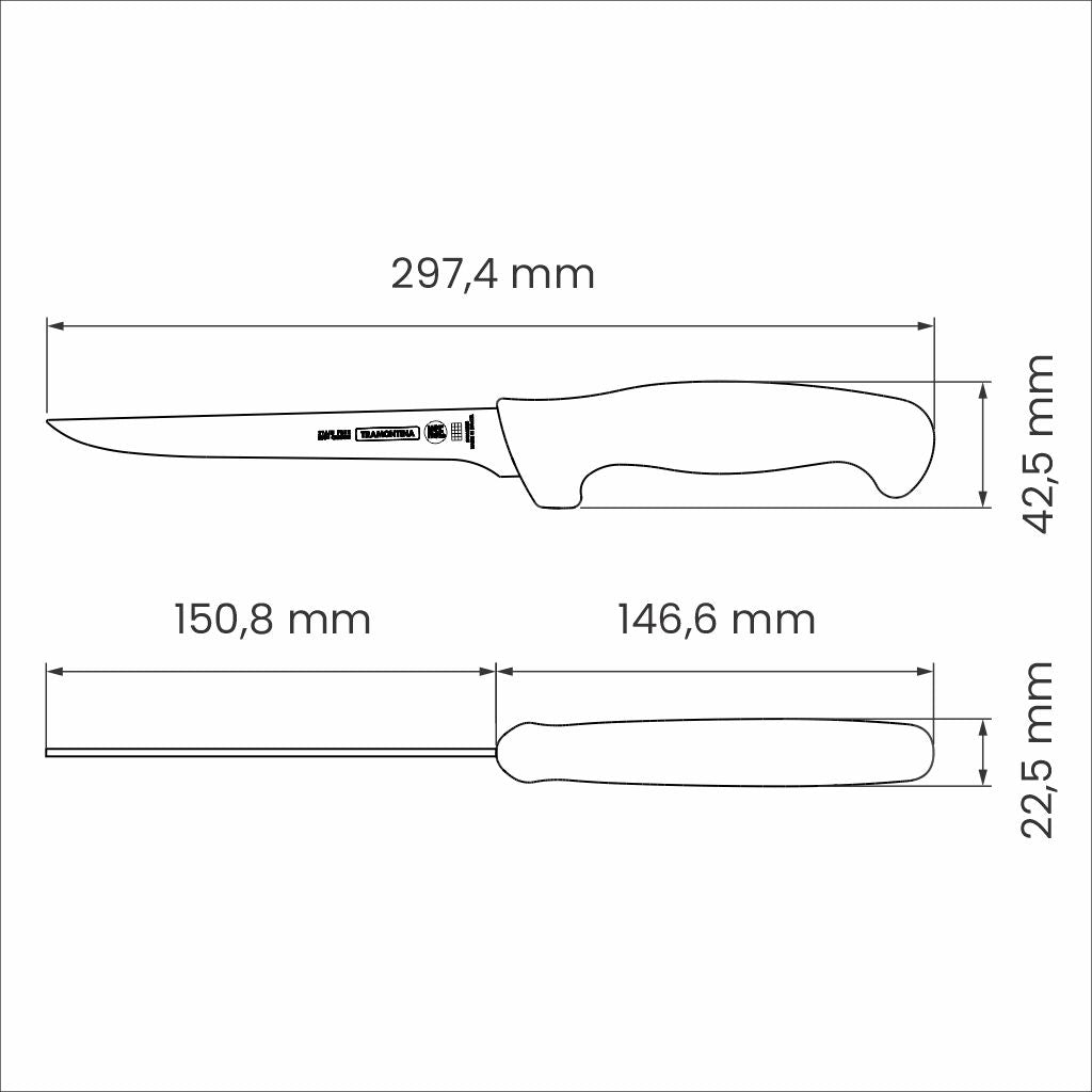 Tramontina Professional Boning Knife With S/Steel Blade & White Polypropylene Handle 15cm