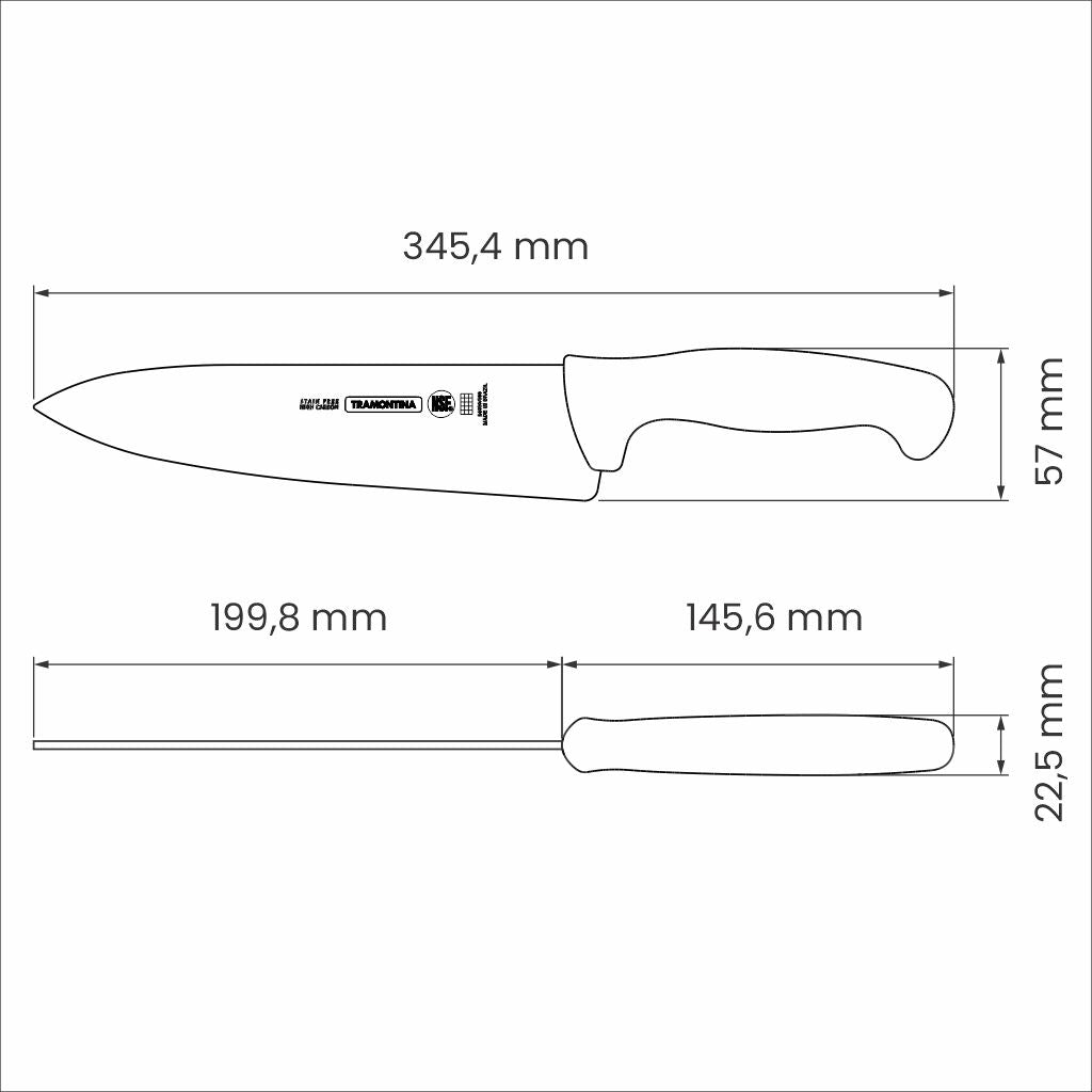 Tramontina Professional 20cm Meat Knife With Stainless-Steel Blade & White Polypropylene Handle