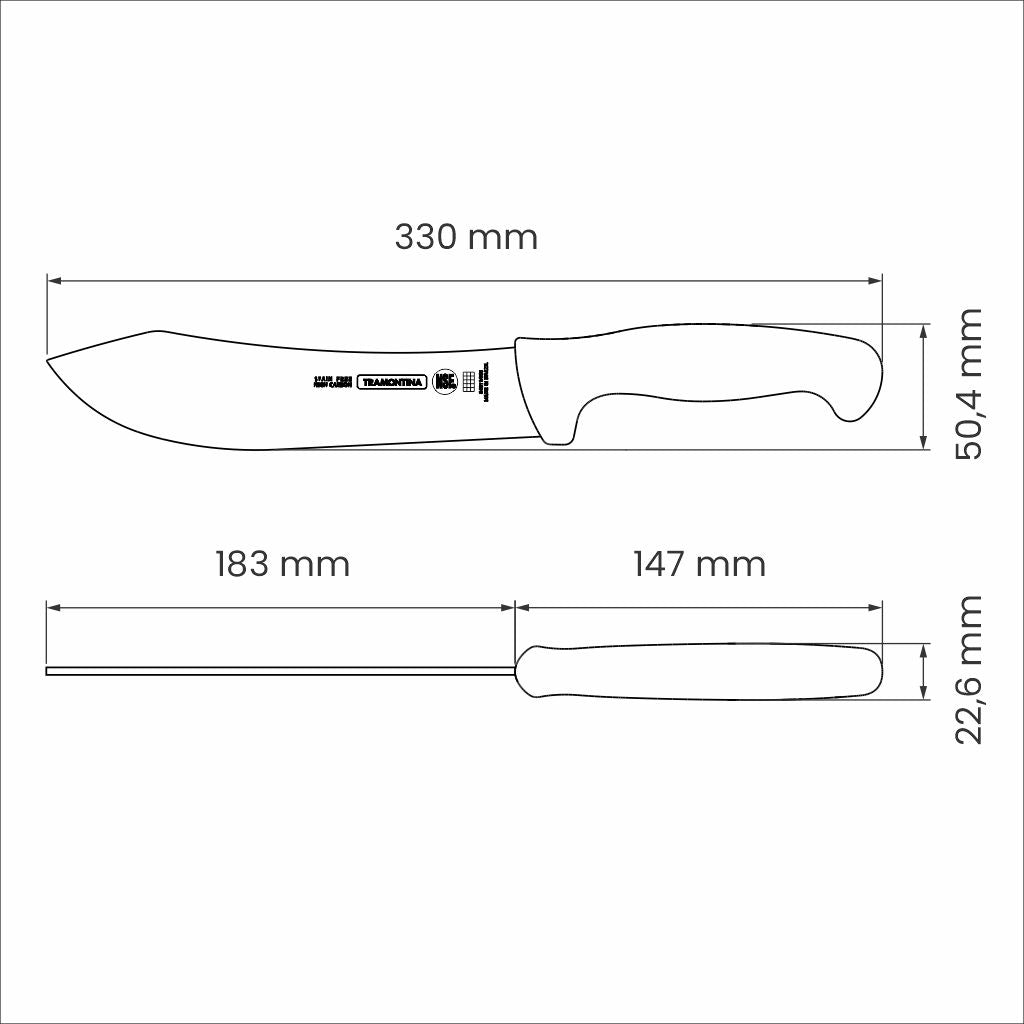 Tramontina Professional 20cm Meat Knife With Stainless-Steel Blade & White Polypropylene Handle (24611-088)