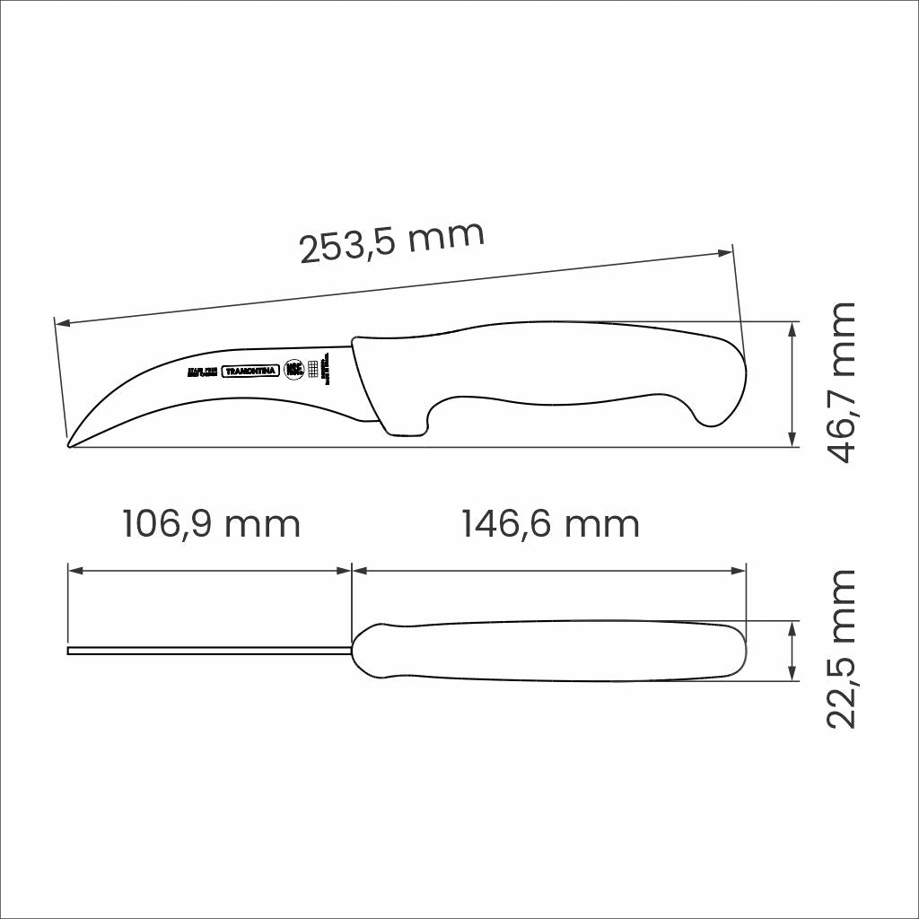 Tramontina Professional 10cm Bird's Beak Knife With Stainless-Steel Blade & White Polypropylene Handle