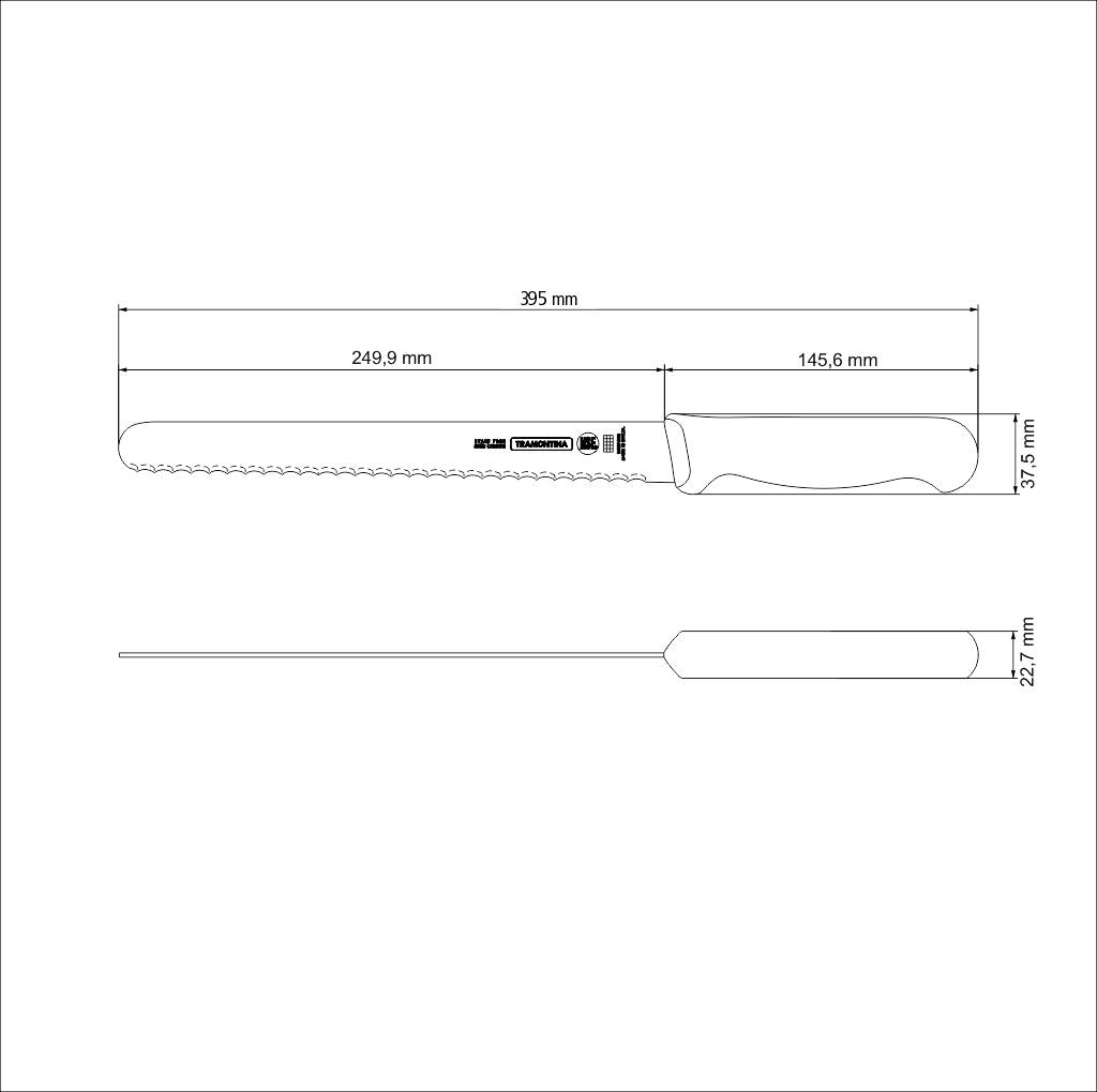 Tramontina Professional Cake/Bread Knife With Stainless-Steel Blade & White Polypropylene Handle 25.4cm