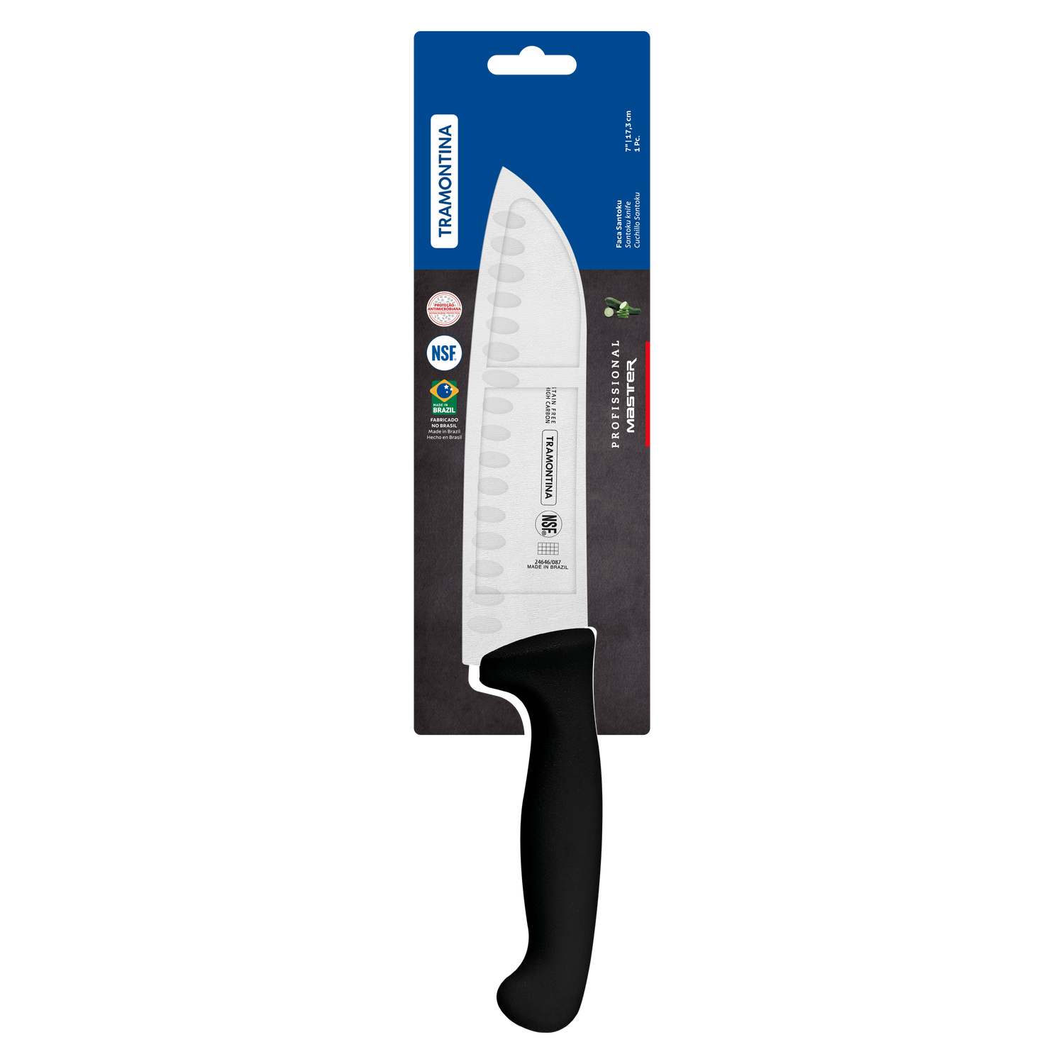 Tramontina Professional Master Black Santoku Knife - 18cm