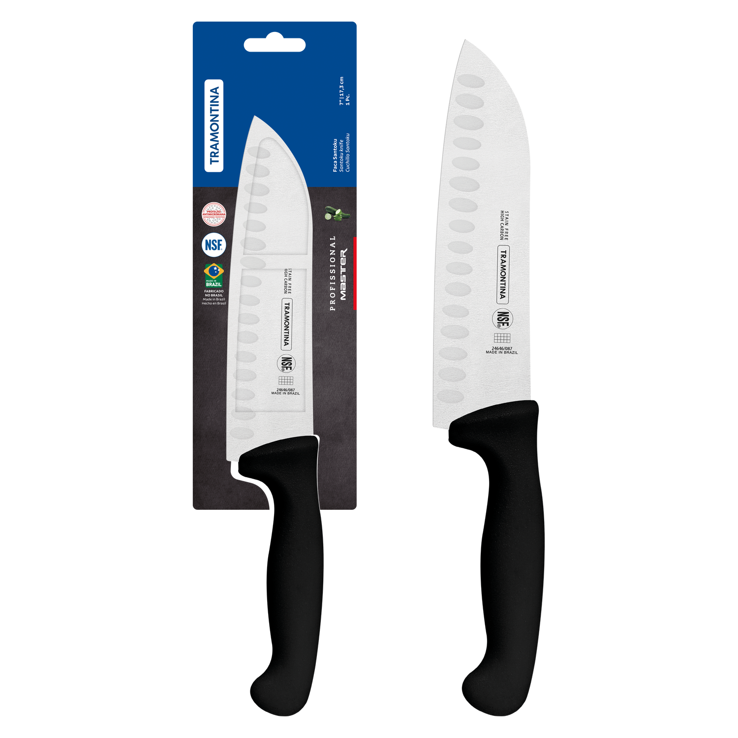 Tramontina Professional Master Black Santoku Knife - 18cm