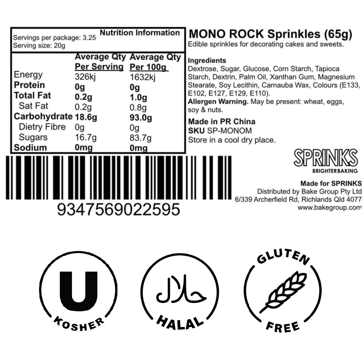 Sprinks Mono Rock Sprinkles 65g
