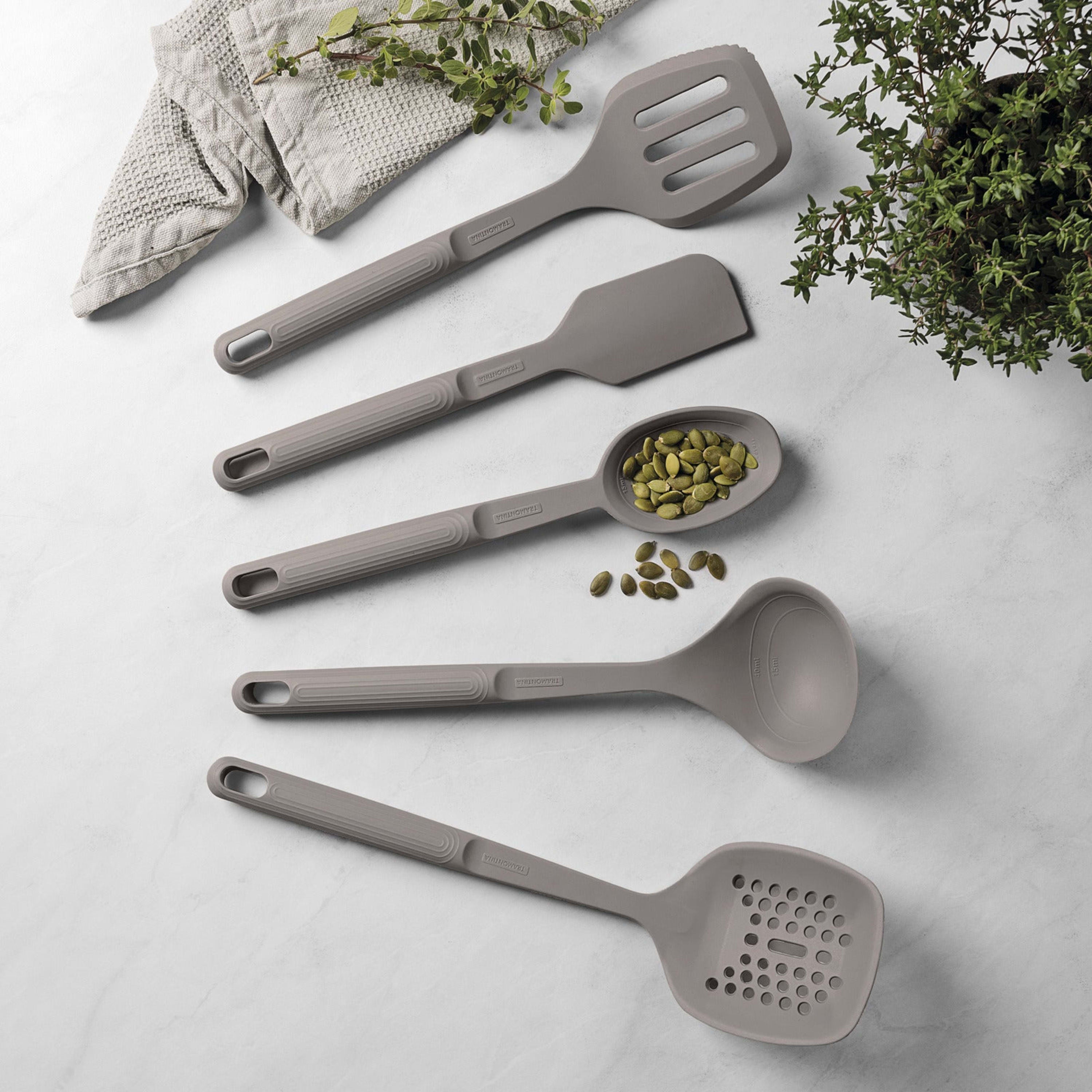 Tramontina Softta 5 Piece Grey Silicone Utensil Set