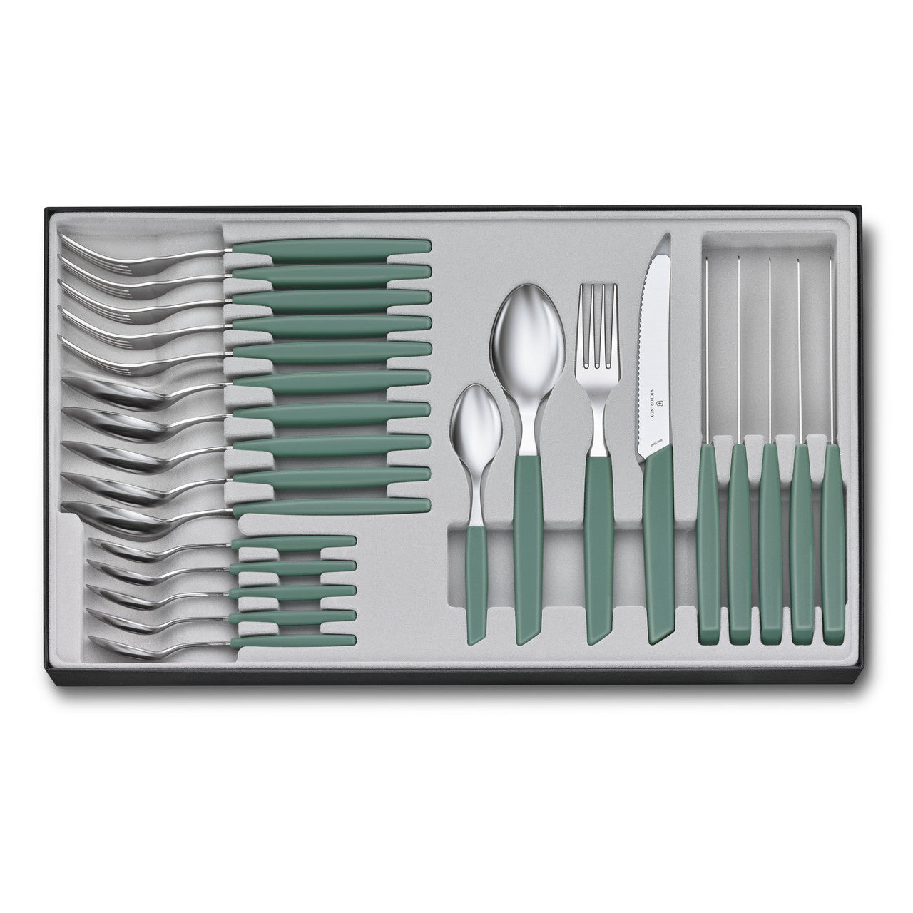 Victorinox Swiss Modern 24-Piece Table Set with Rounded Knives (Mint Green)