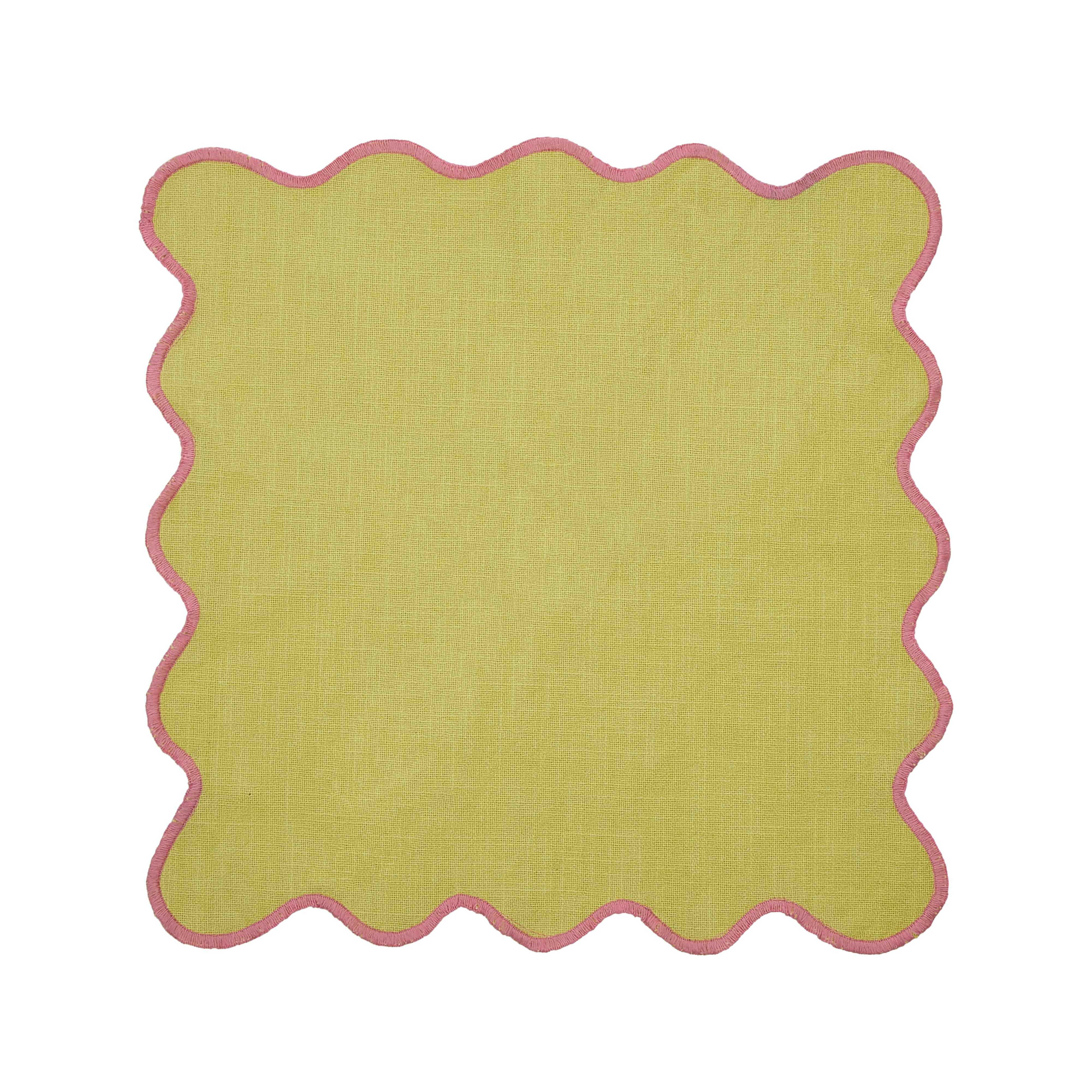 Emporium Neo Scalloped Napkin Lime & Pink