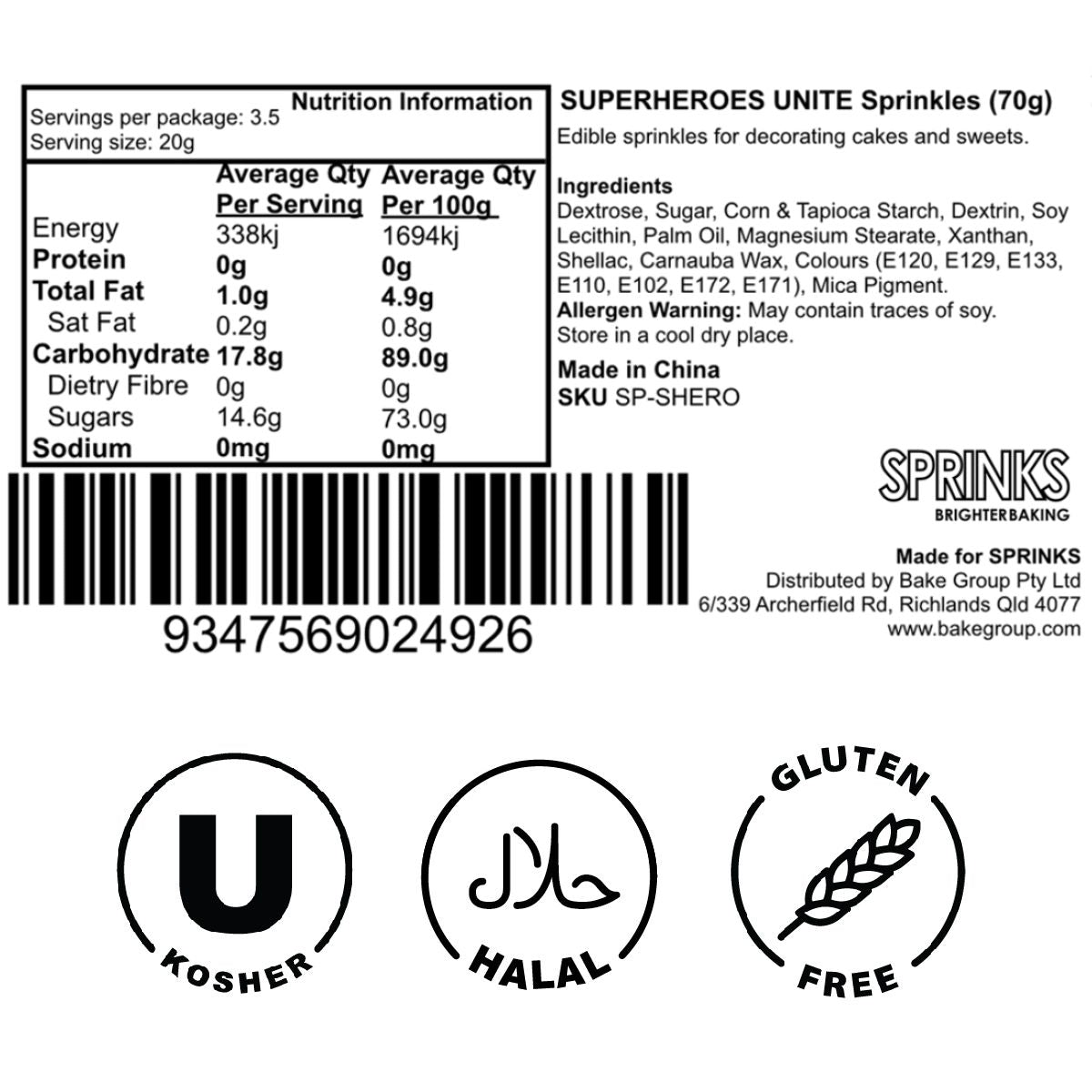 Sprinks Superheroes Unite Sprinkles 70g