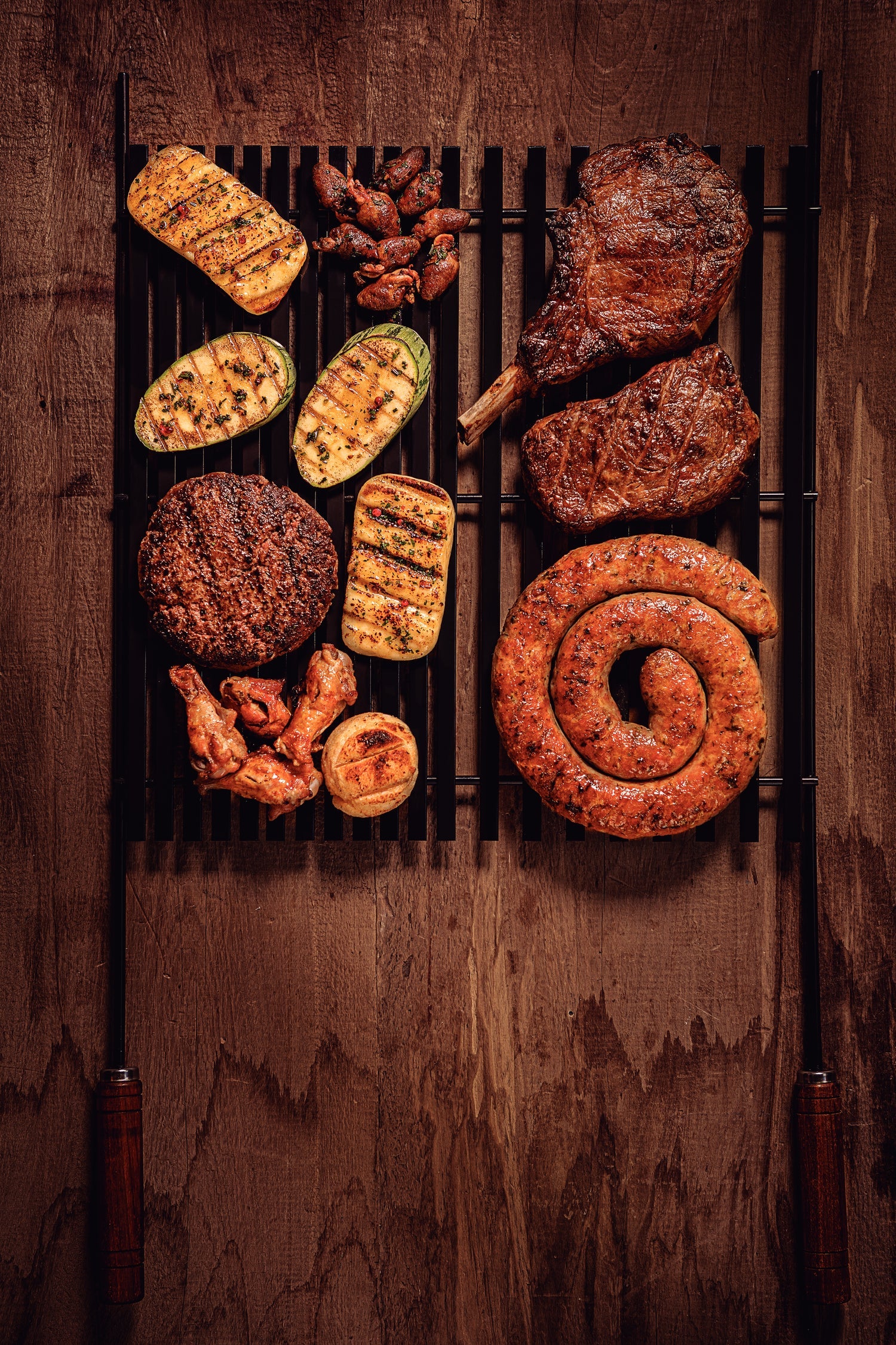 Tramontina Churrasco Black Grill In Nitrocarburized Carbon Steel With Wood Handles