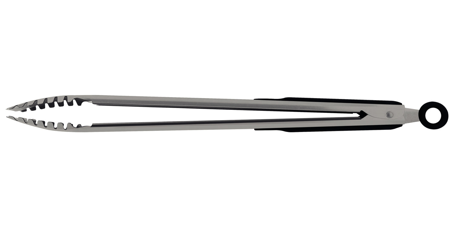 Tramontina Churrasco Black Barbecue Meat Tongs - Stainless Steel Blade