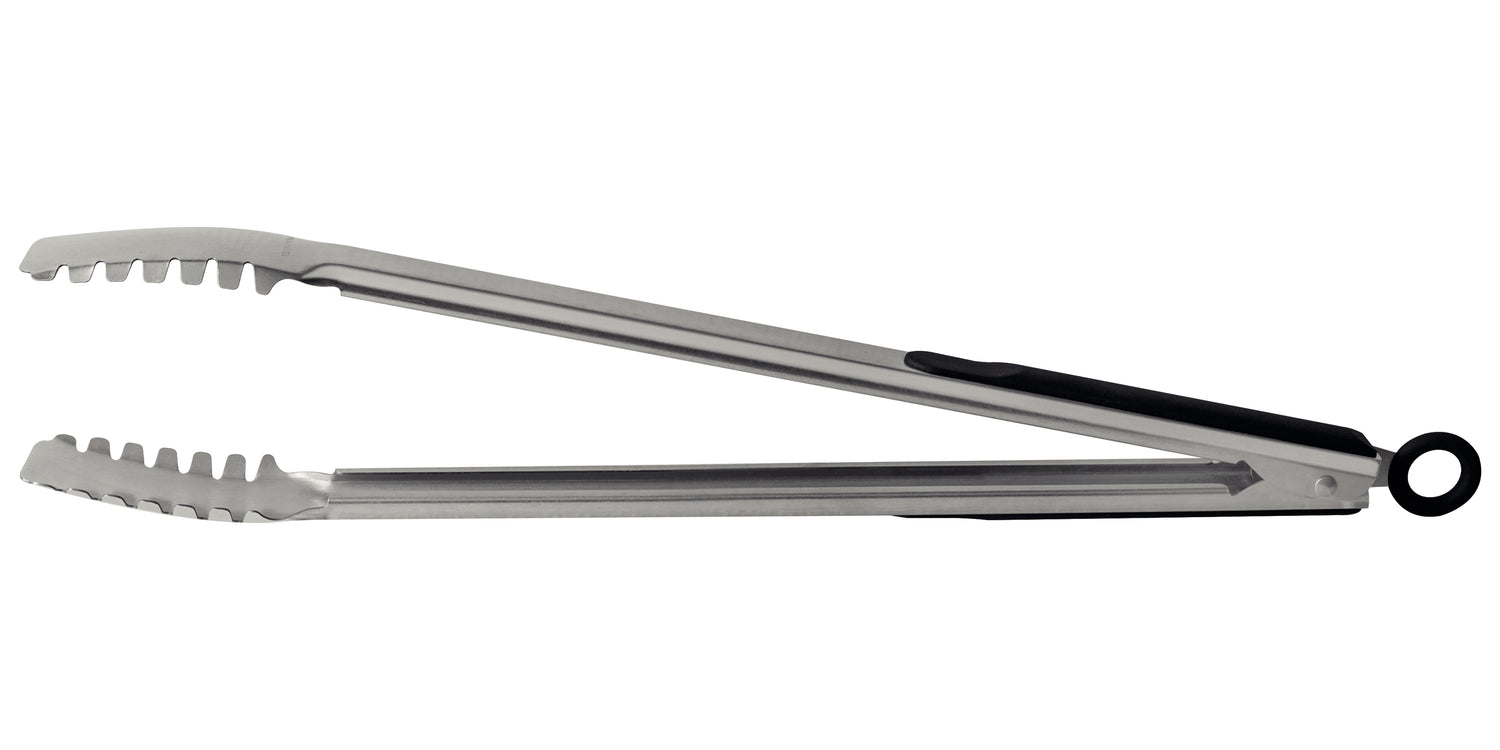 Tramontina Churrasco Black Barbecue Meat Tongs - Stainless Steel Blade