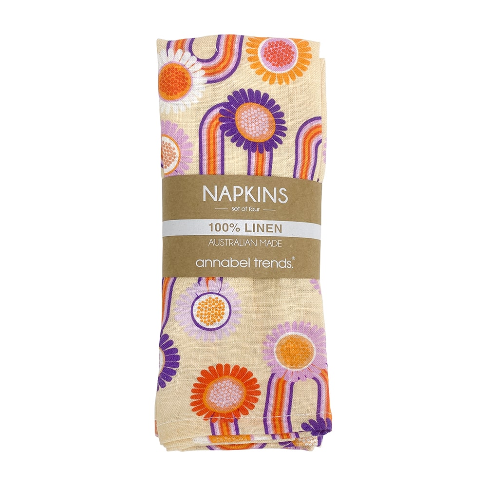 Annabel Trends Linen Napkin Set Groovy Rainbows