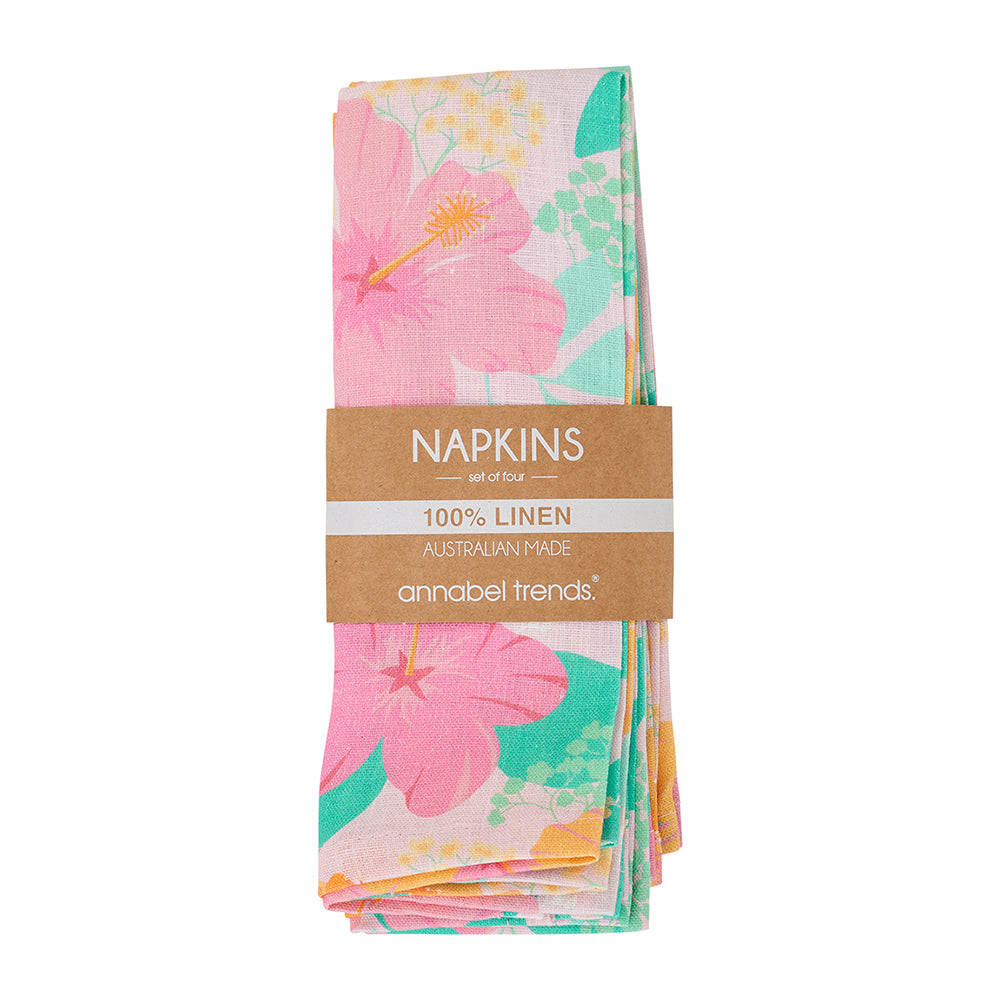 Annabel Trends Linen Napkin Set Hibiscus