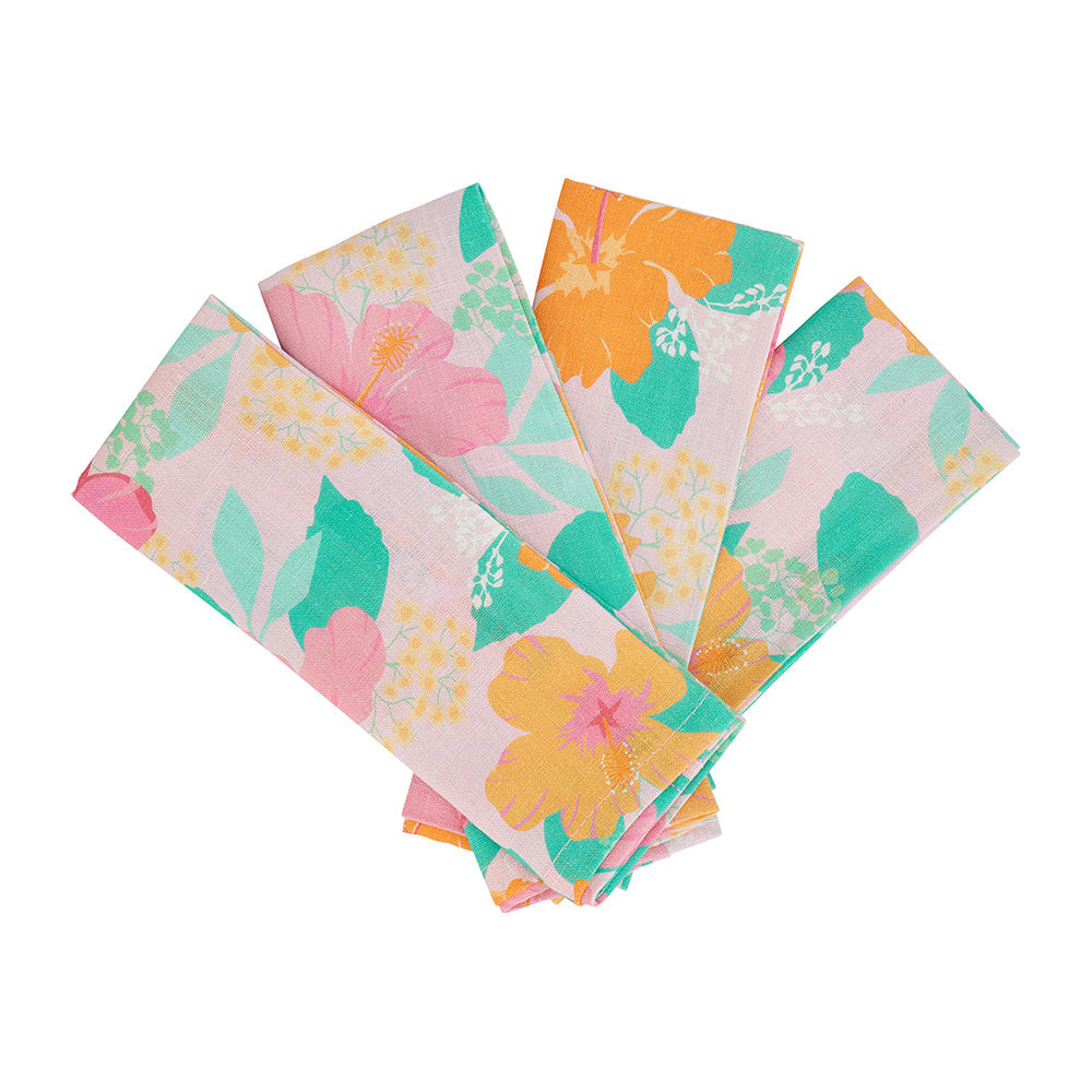 Annabel Trends Linen Napkin Set Hibiscus