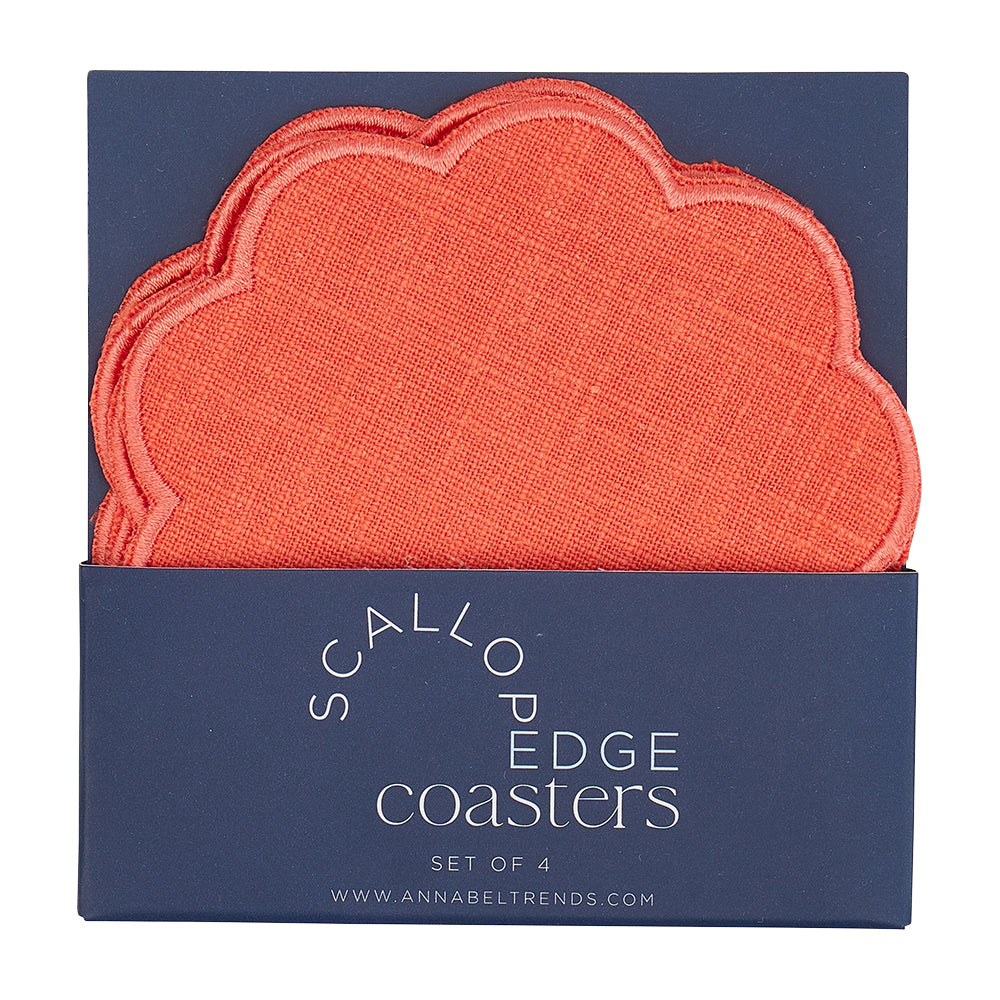 Annabel Trends Coaster Set Stonewashed Scallop Edge Coral