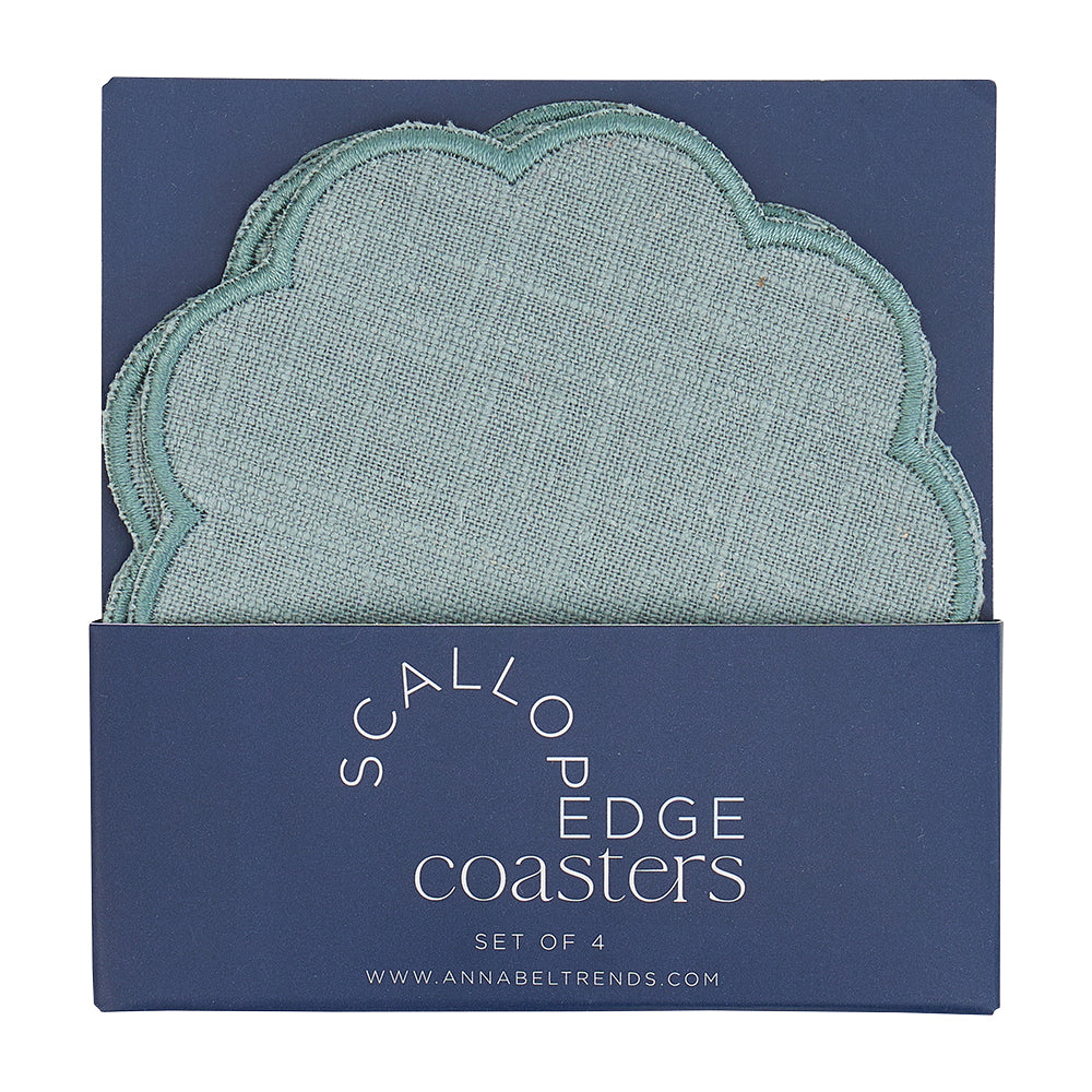 Annabel Trends Coaster Set Stonewashed Scallop Edge Navy