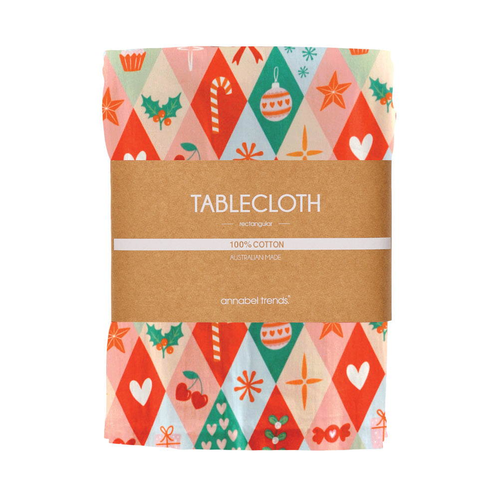 Annabel Trends Cotton Tablecloth Christmas Harlequin Medium 140cm x 240cm