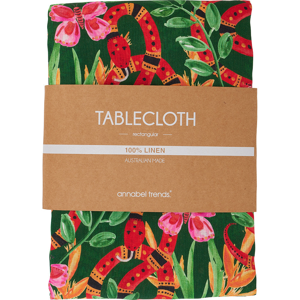 Annabel Trends Linen Tablecloth Jungle Snake Large 138cm x 300cm