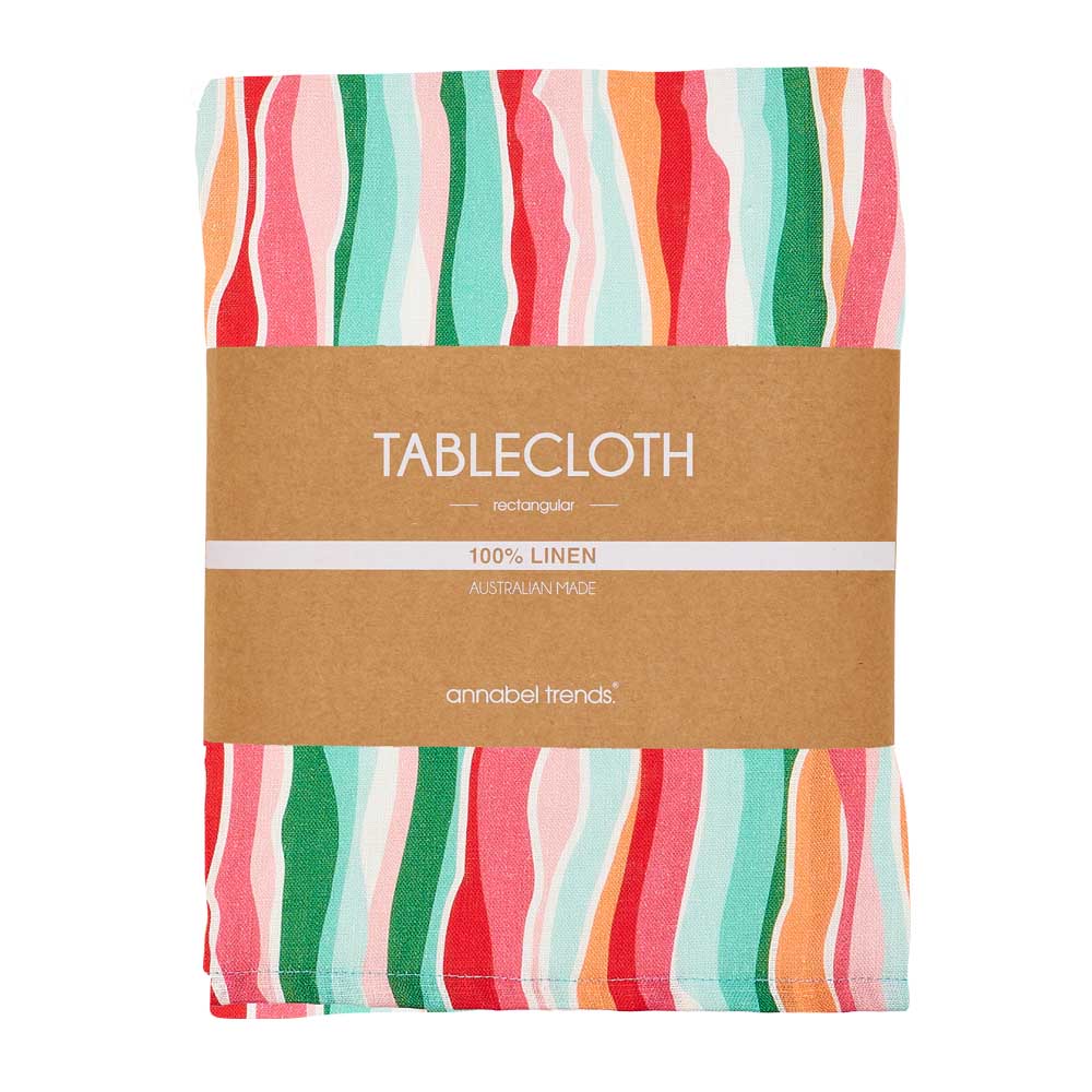 Annabel Trends Linen Tablecloth Sherbet Ribbons Large 138cm x 300cm