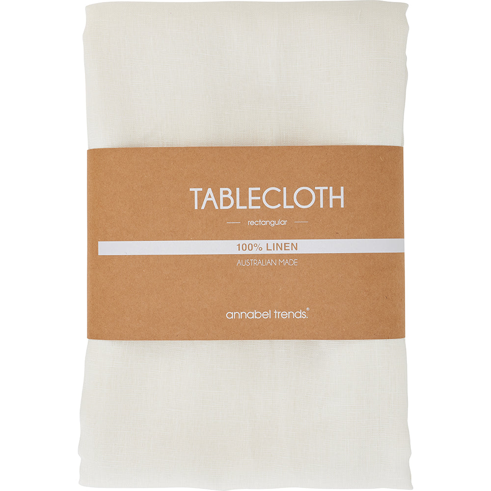 Annabel Trends Linen Tablecloth White Medium 138cm x 240cm