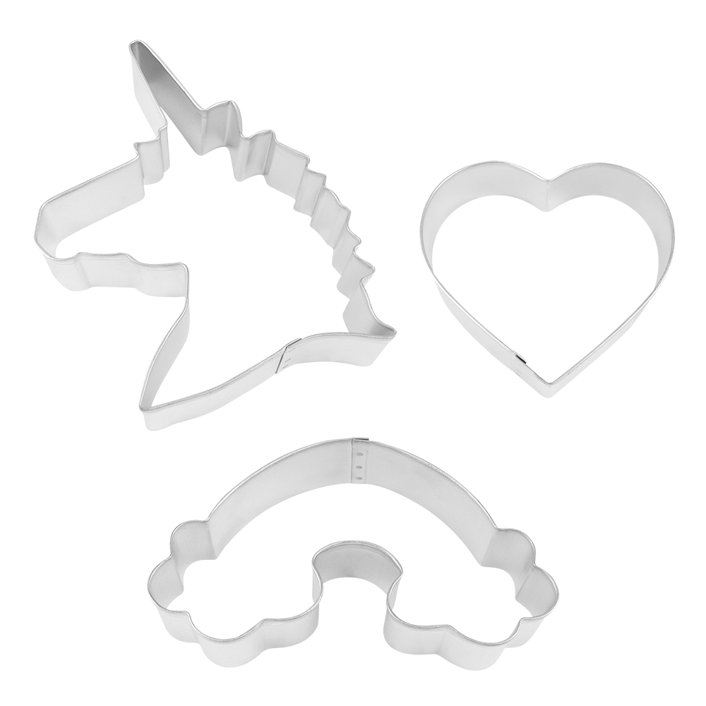 R&M Stainless Steel Unicorn Cookie Cutter Set 3