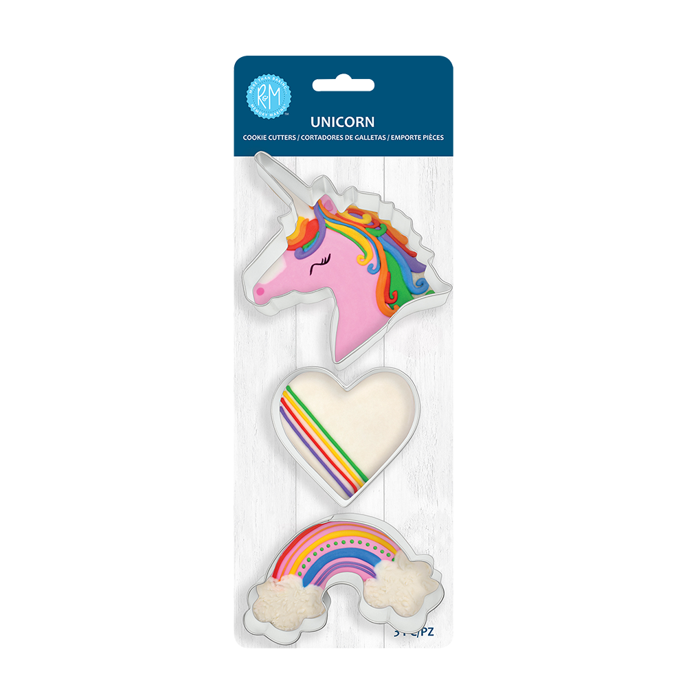 R&M Stainless Steel Unicorn Cookie Cutter Set 3