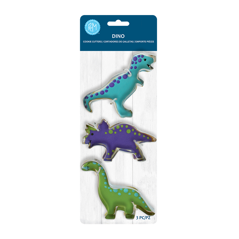 R&M Stainless Steel Dinosaur Cookie Cutter Set 3