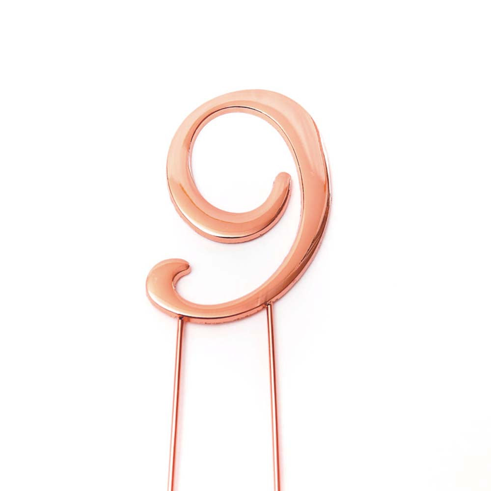 Cake & Candle Cake Topper Number 9 Rose Gold 7cm