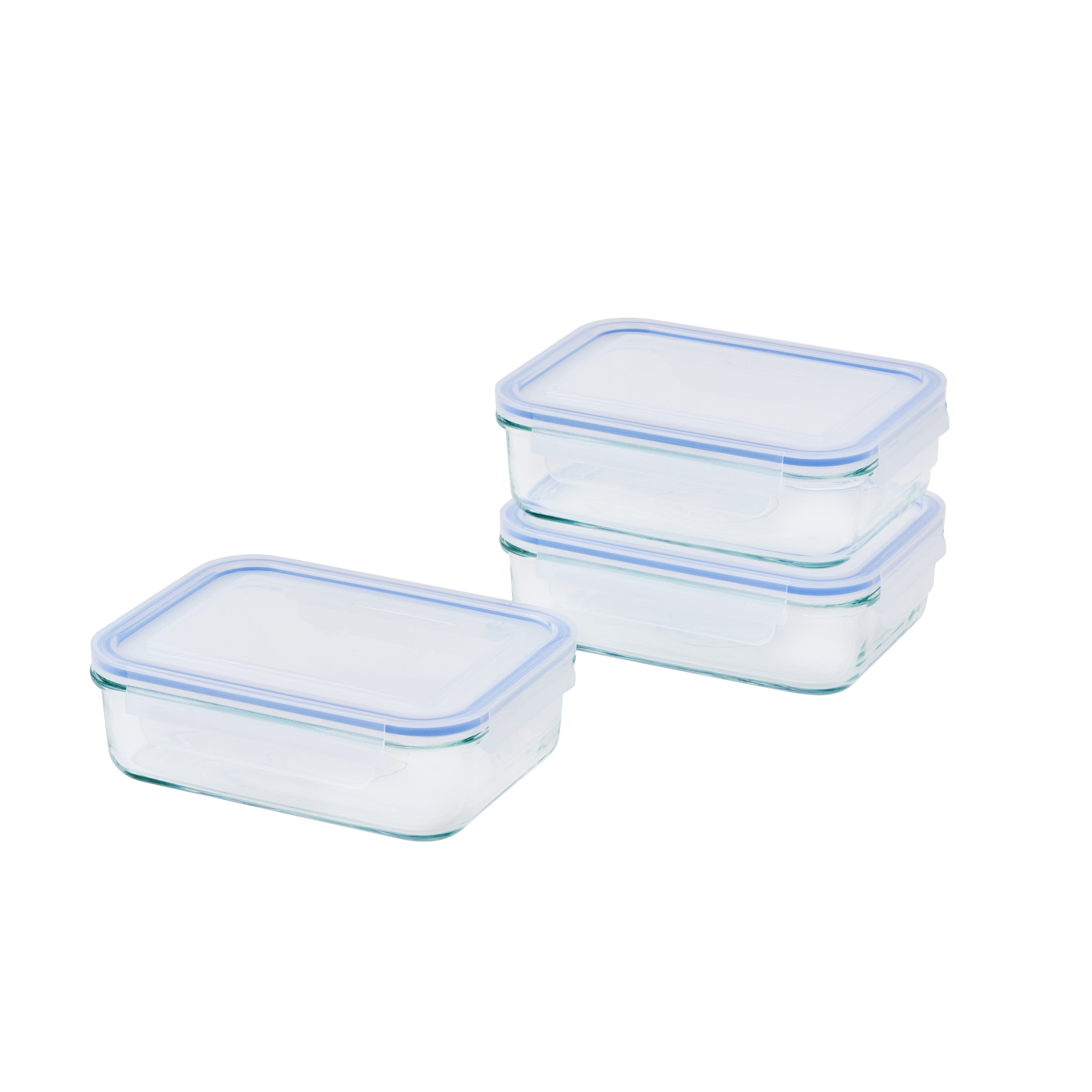 Glasslock Tempered Glass Rectangular Container 1L 3 Piece Set