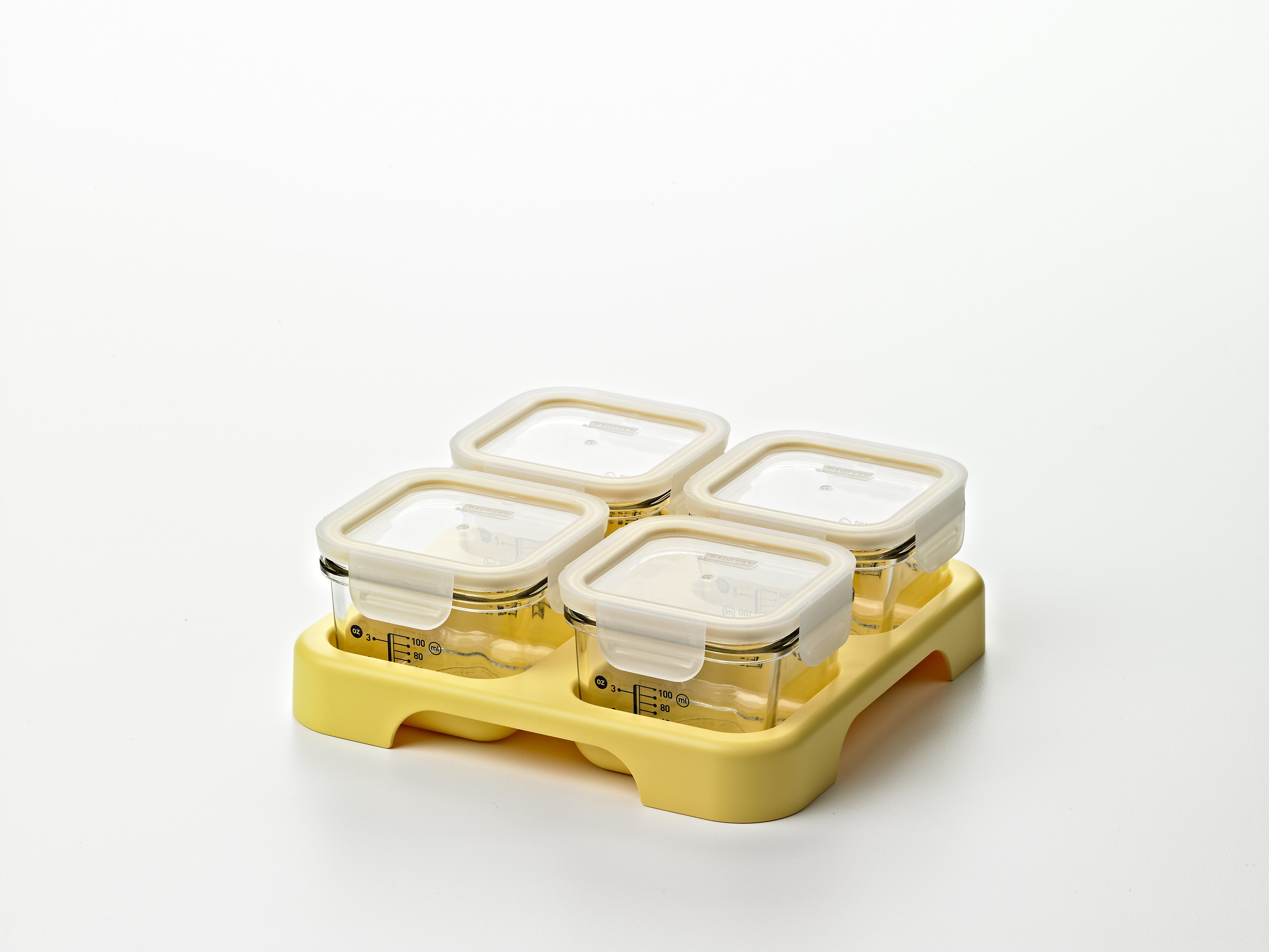 Glasslock Baby 4 Piece Container Set with Tray Square 210ml