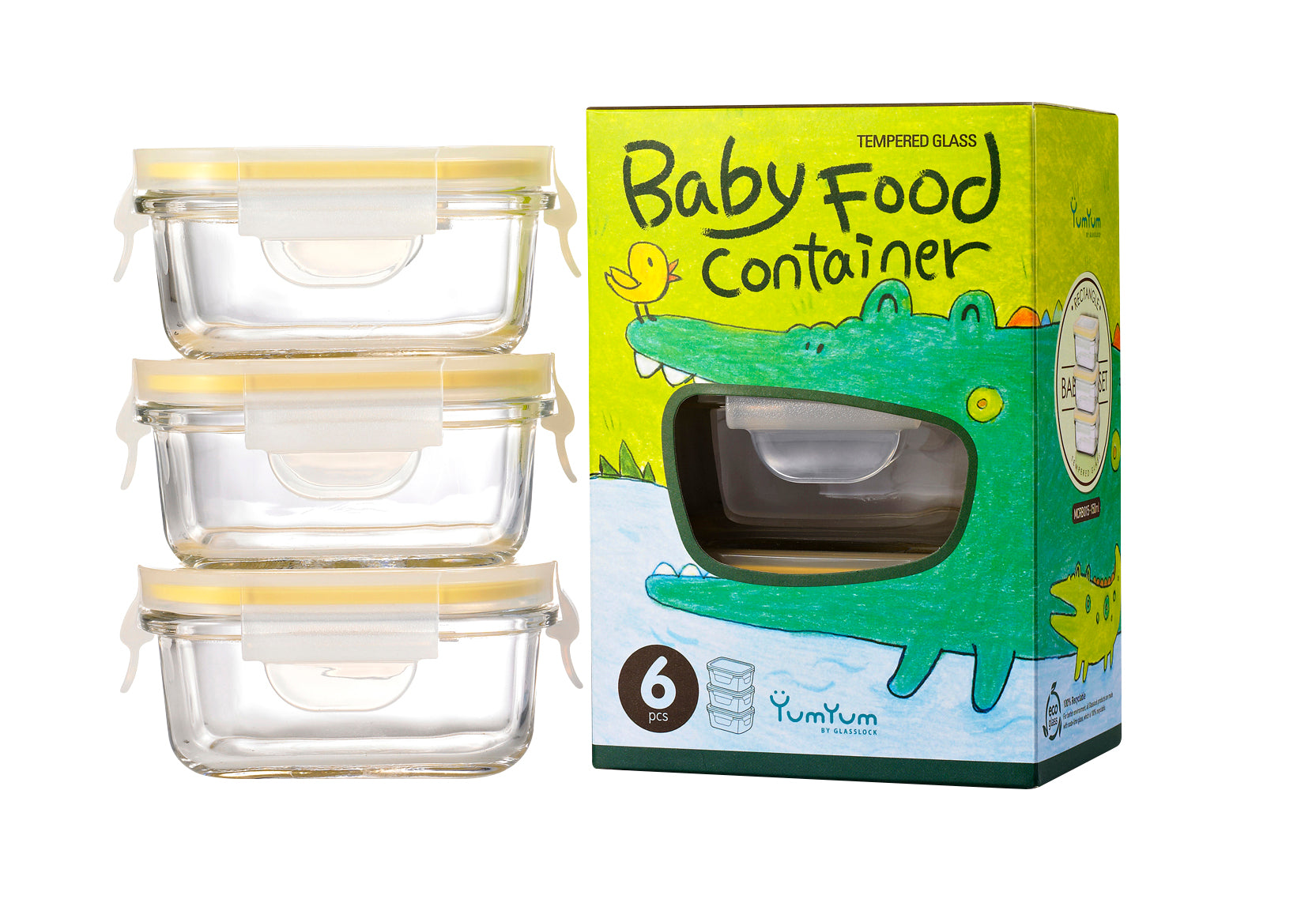 Glasslock Baby 3 Piece Container Set Rectangular 150ml