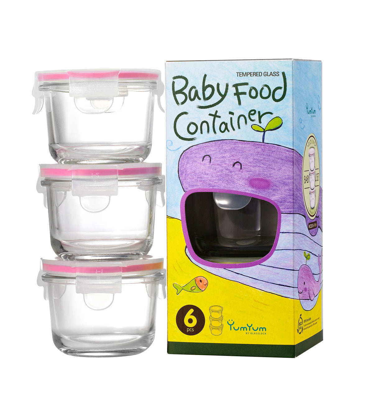 Glasslock Baby 3 Piece Container Set Round 165ml