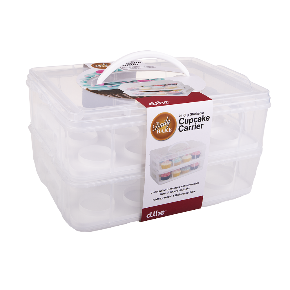 Daily Bake 24 Cup Stackable Cupcake Carrier - White