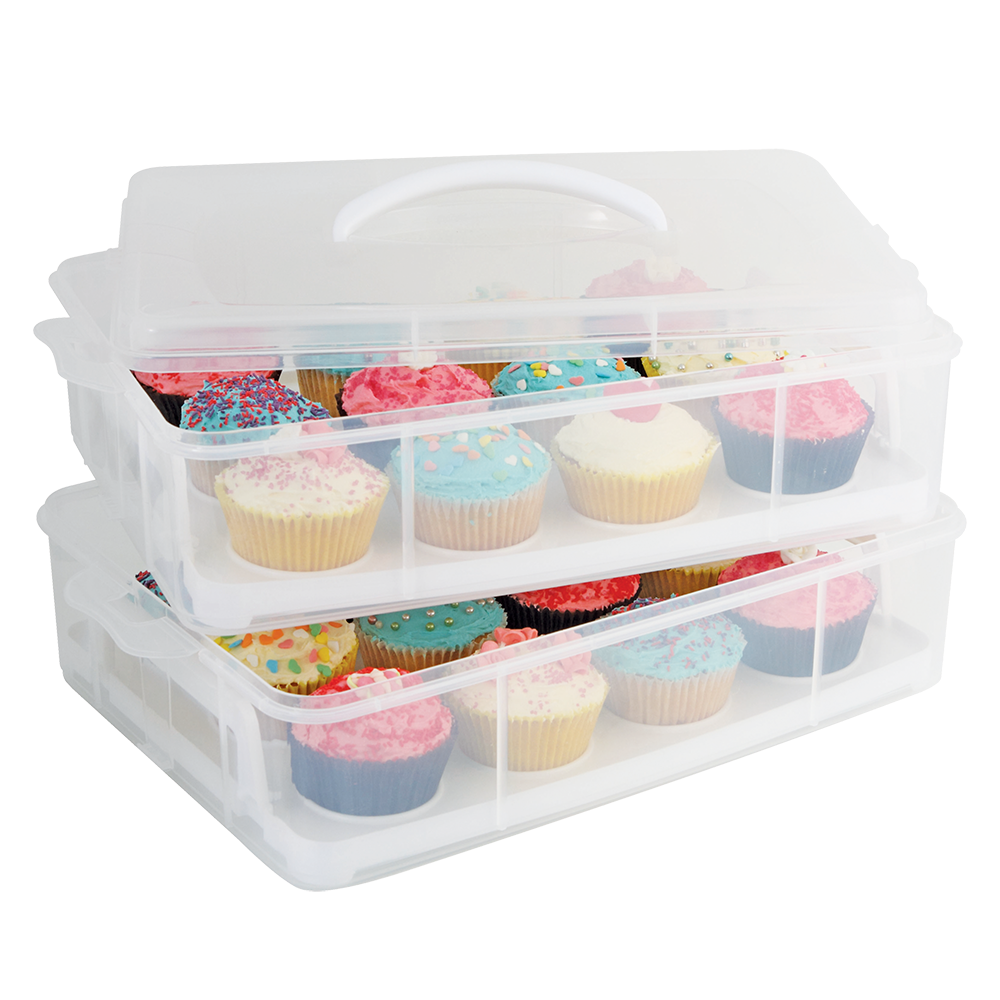 Daily Bake 24 Cup Stackable Cupcake Carrier - White
